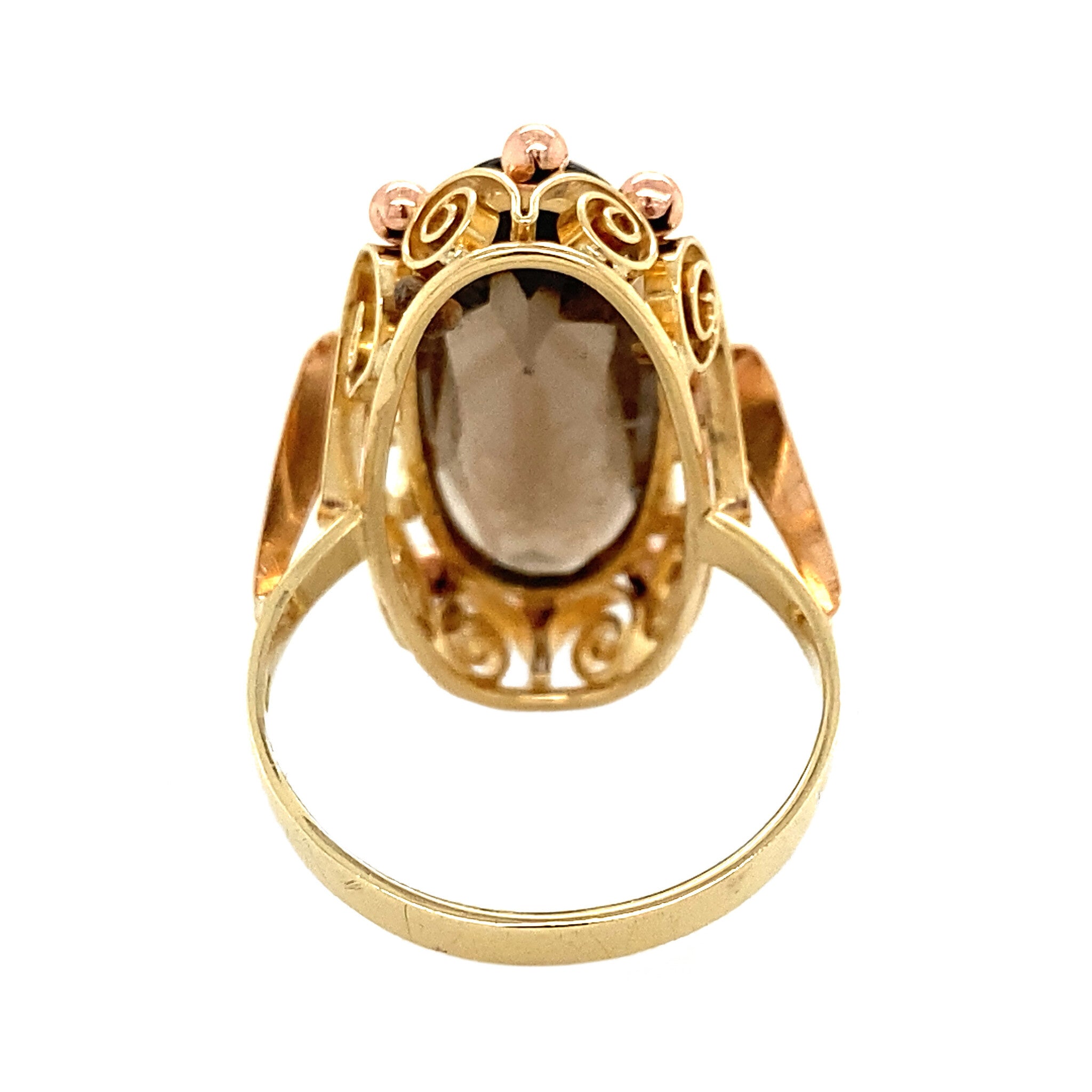 Gold ring with smoky topaz 14 krt