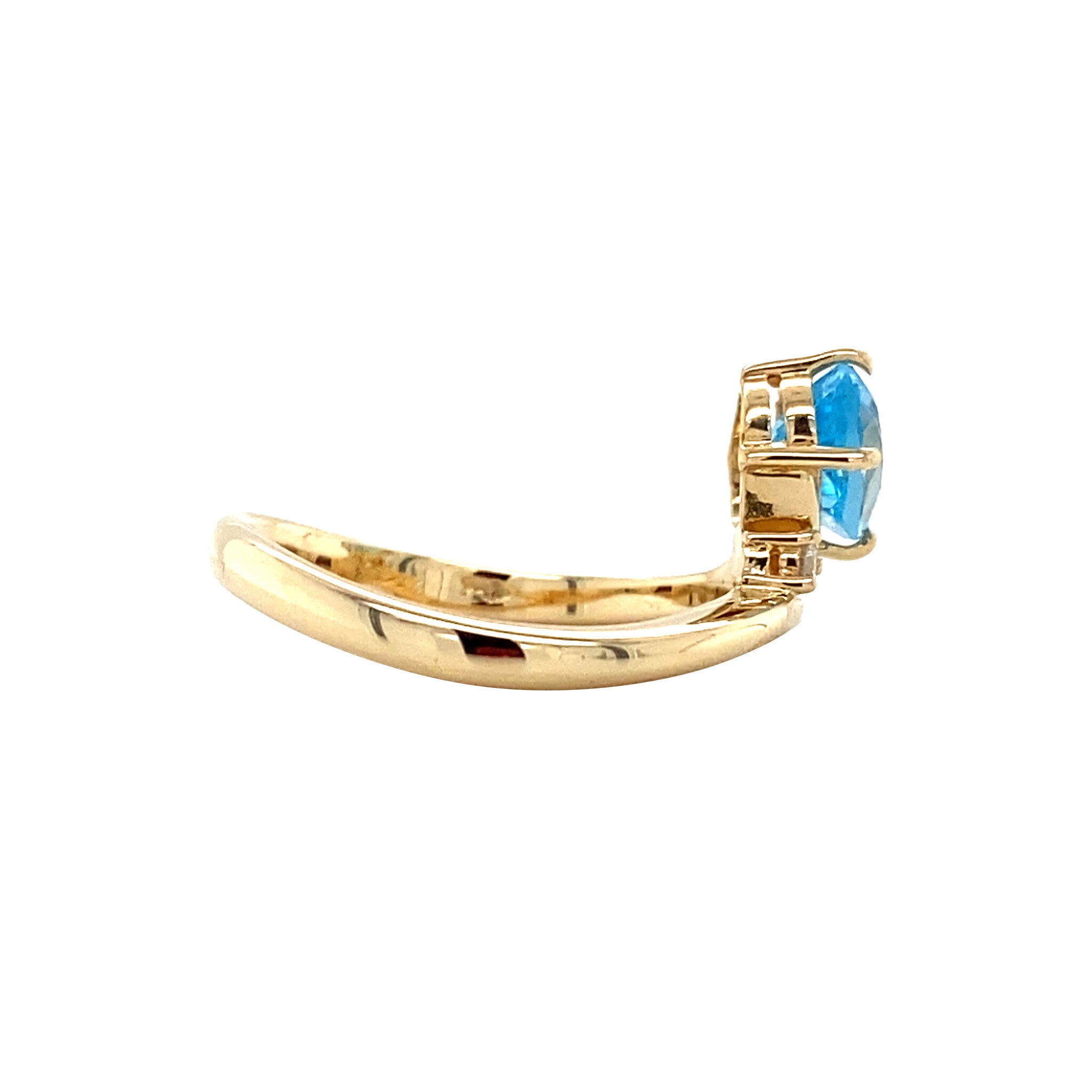 Gold ring with topaz and diamond 18 kt