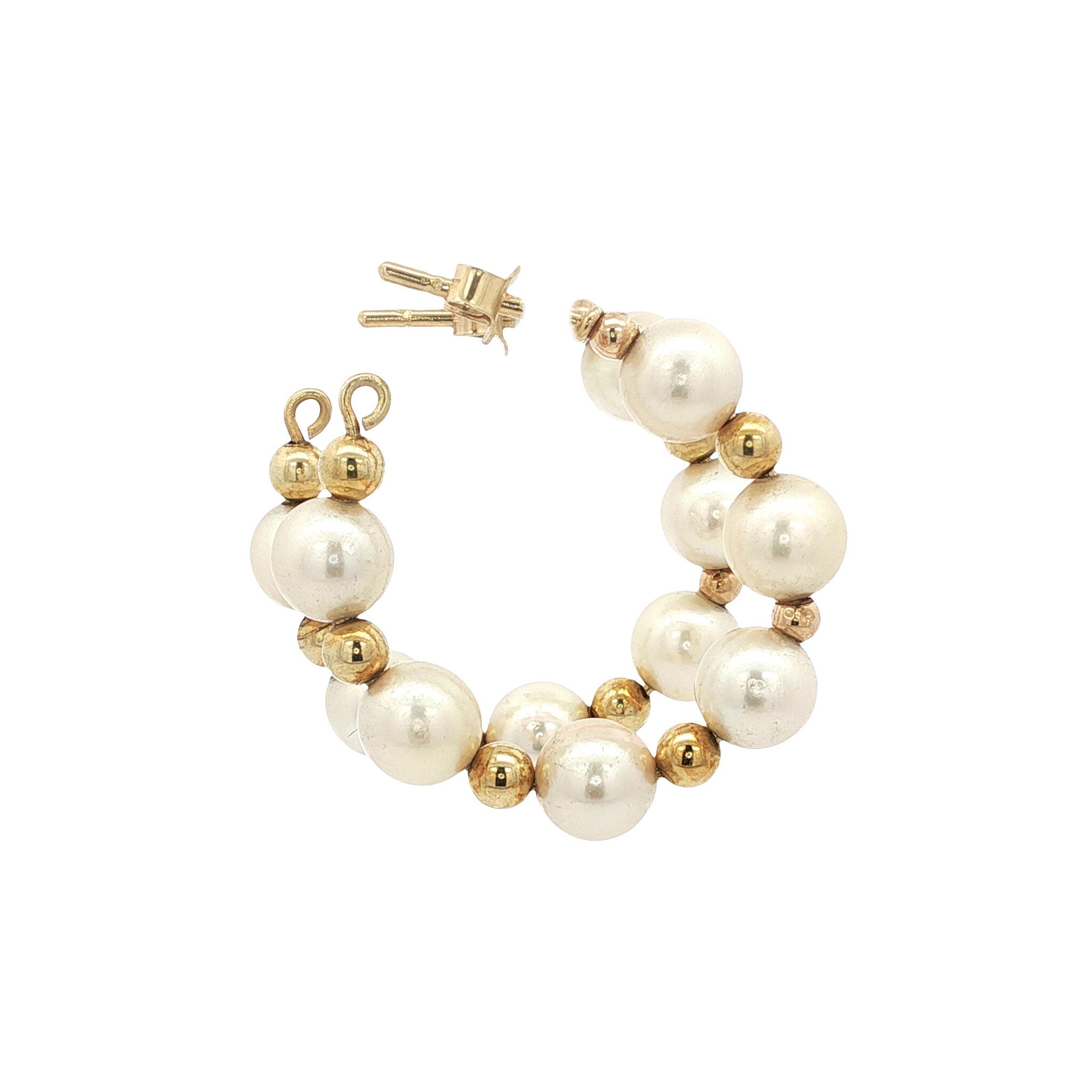 Gold vintage earrings with pearl 14 kt