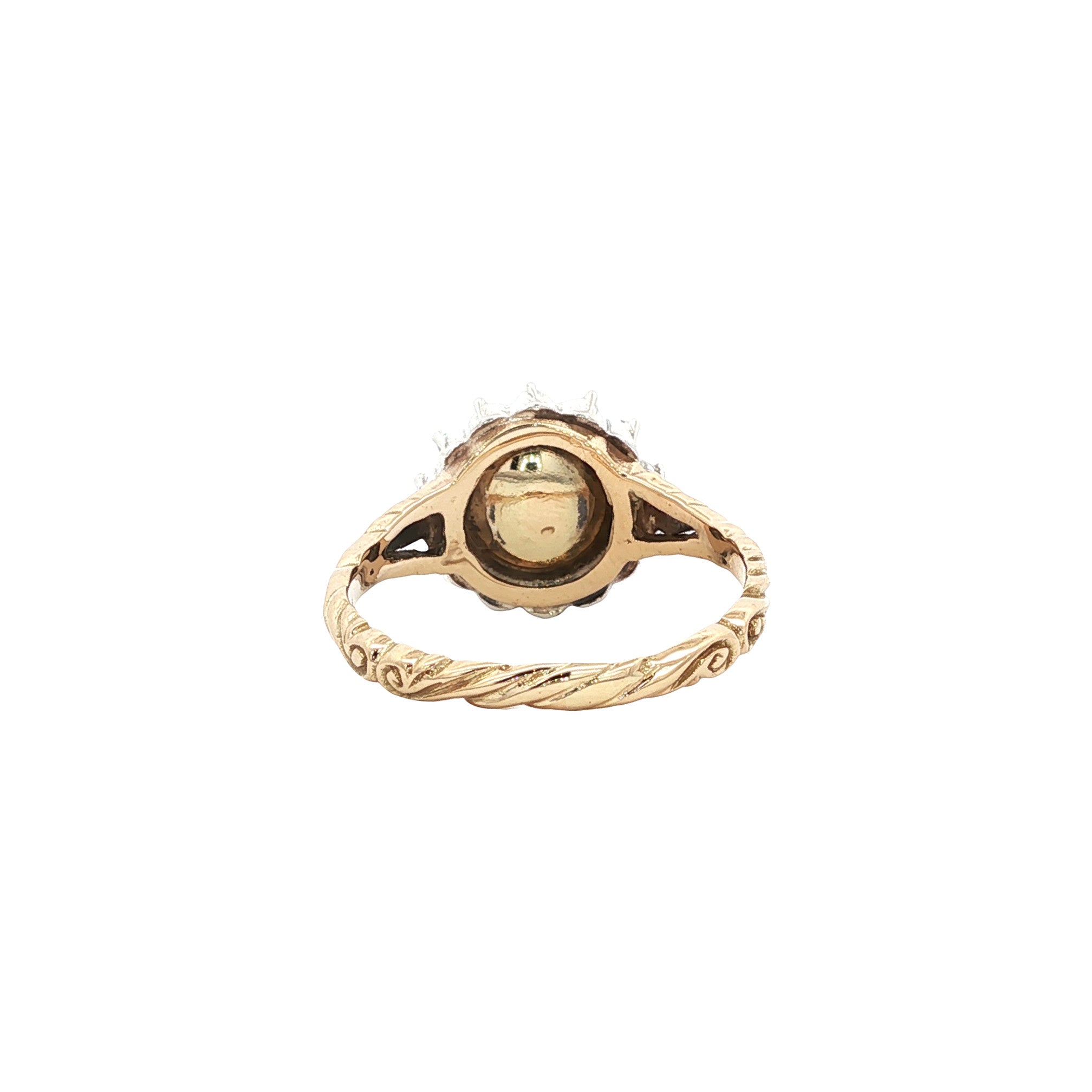 Gouden ring met parel en diamant 14 kt