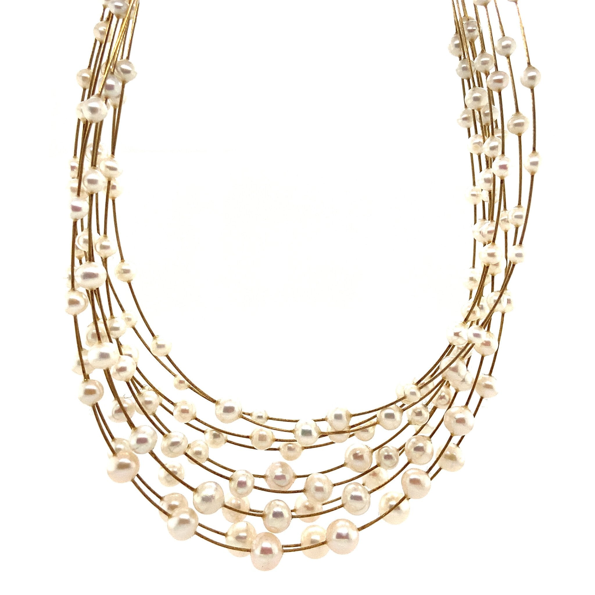 Gouden collier met parel 14 krt