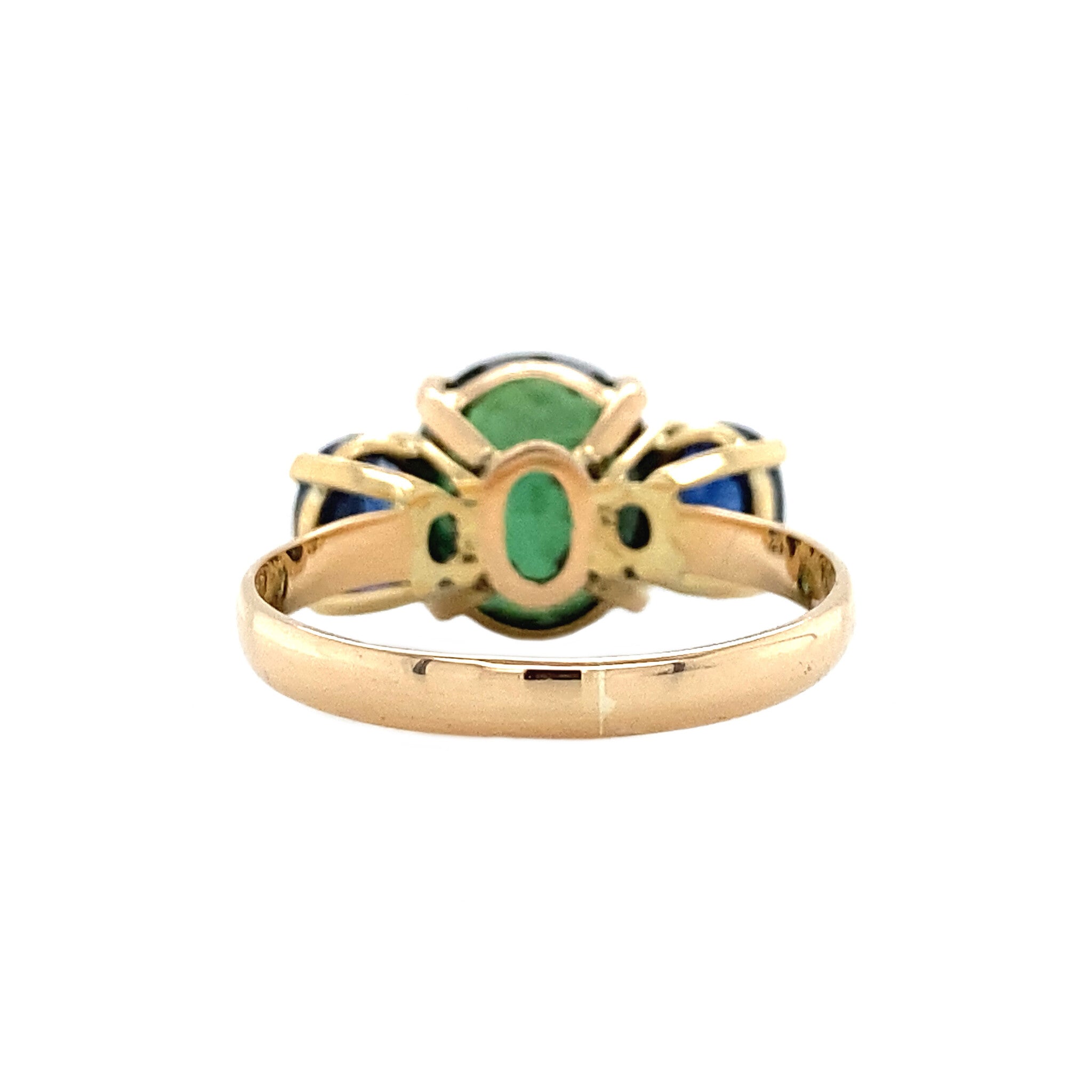 Gouden ring met toermalijn en saffier 14 krt