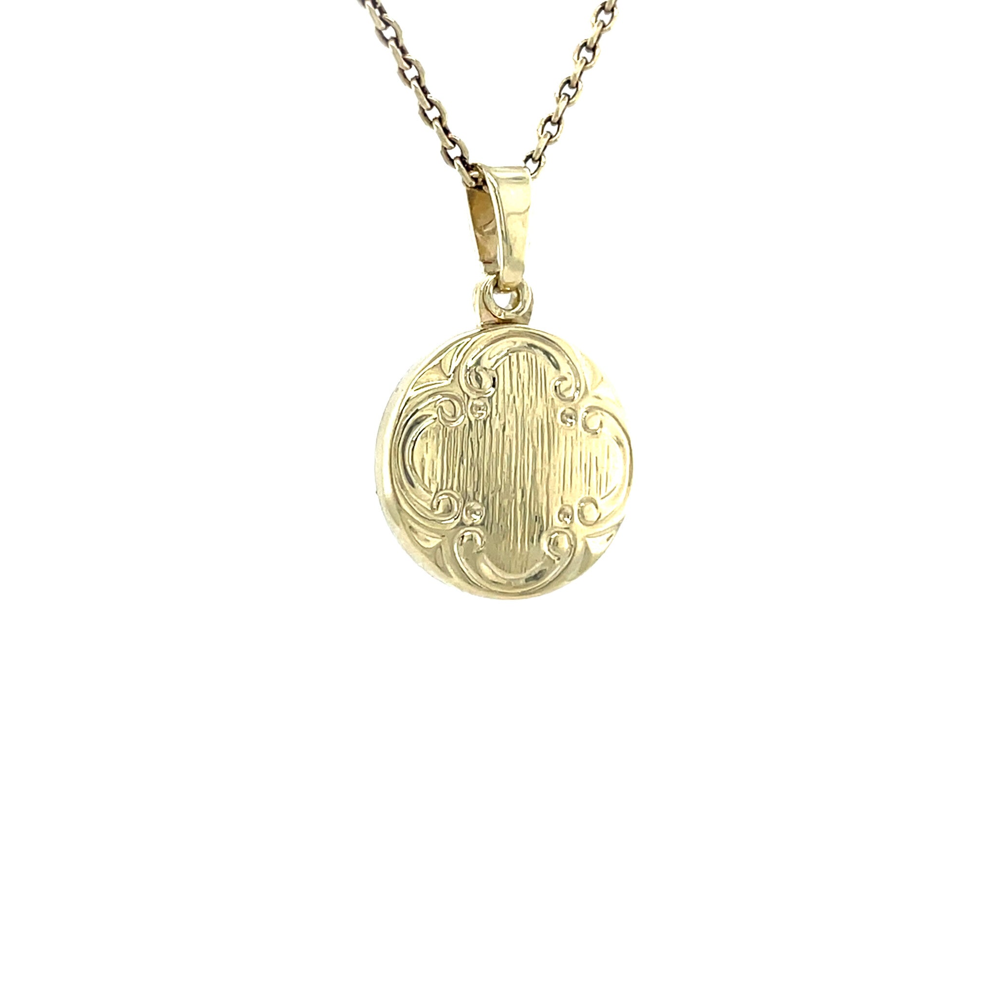 Vintage gold locket with engraving, 14 kt