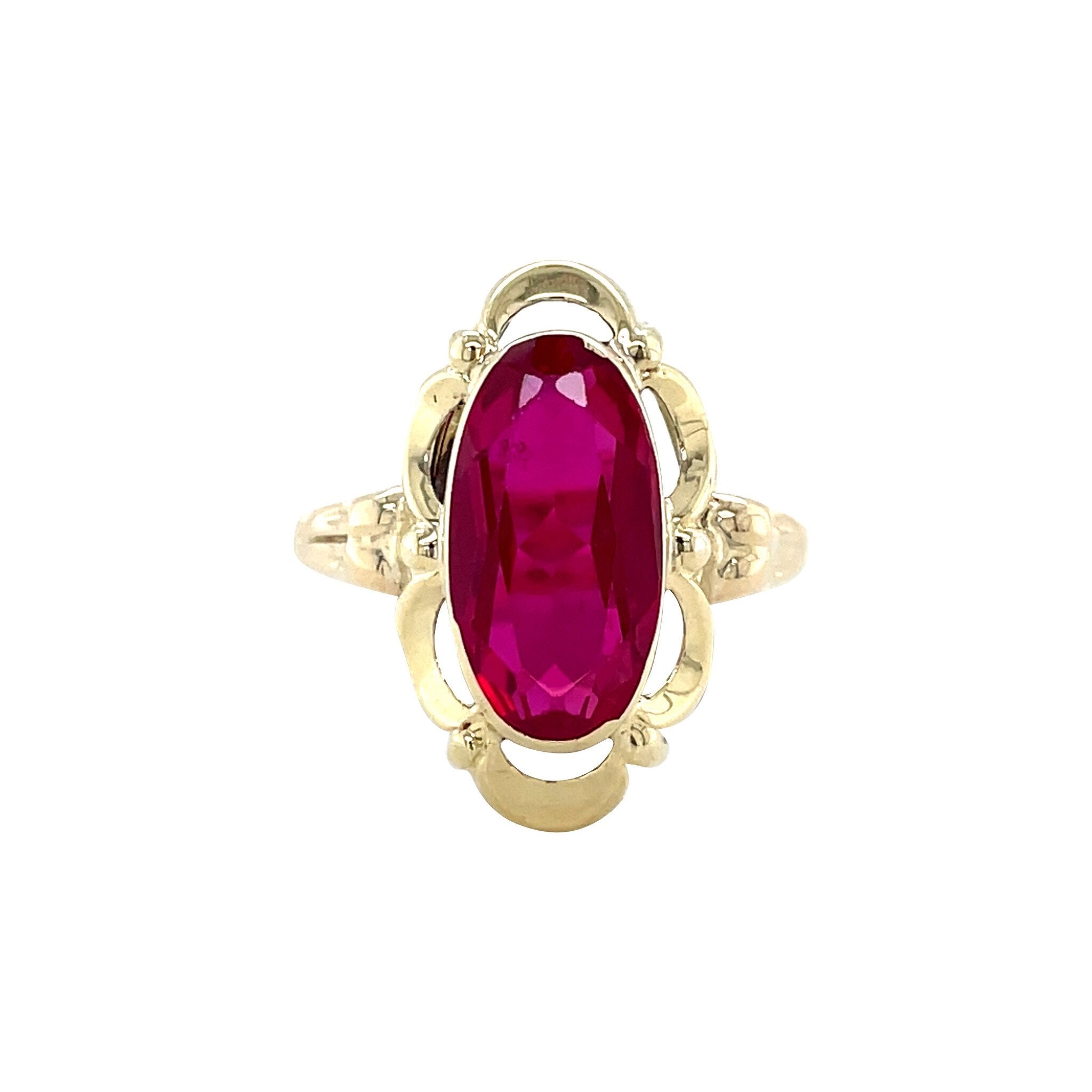Vintage gold ring with ruby, 14 kt