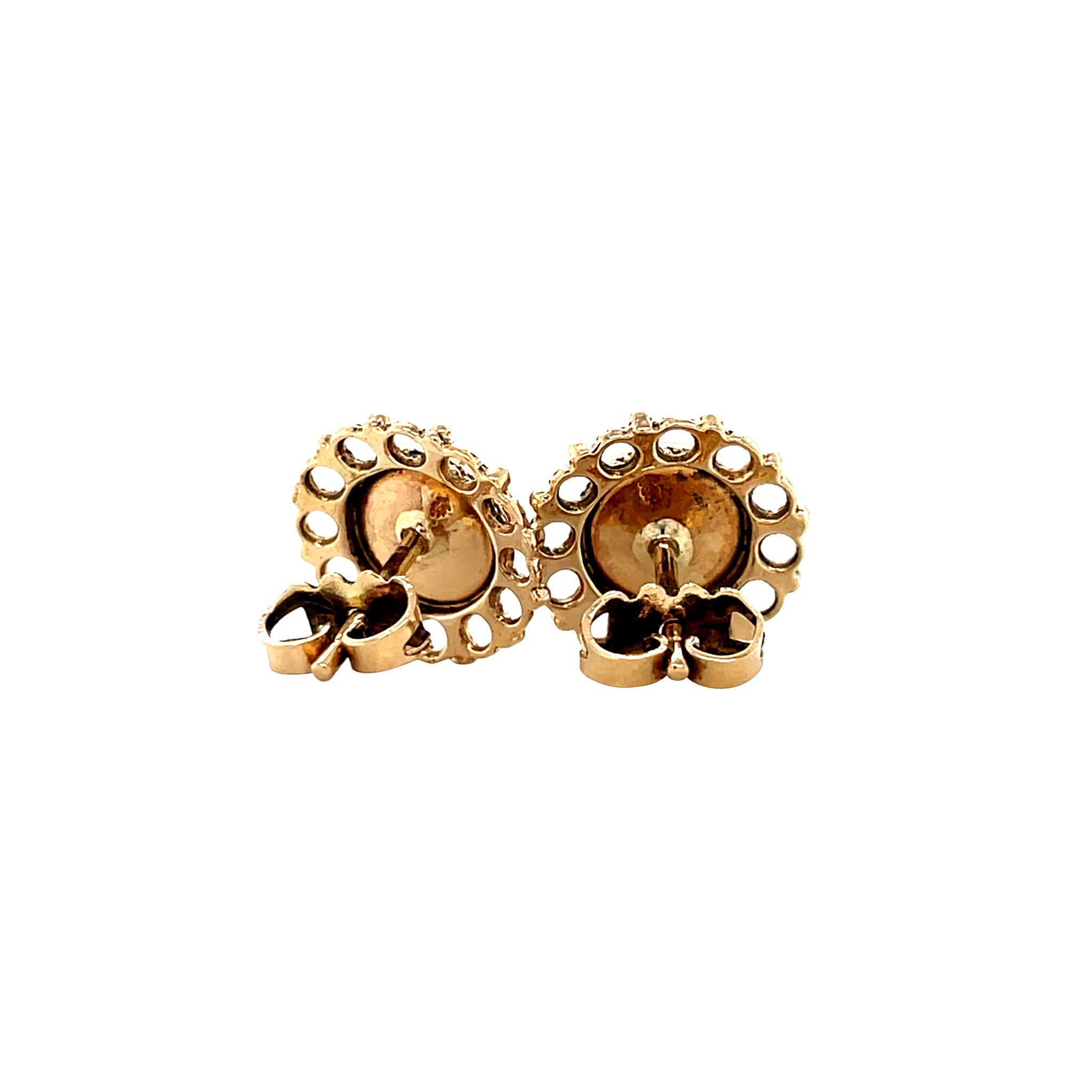 Gouden vintage oorstekers met bloedkoraal 14 krt