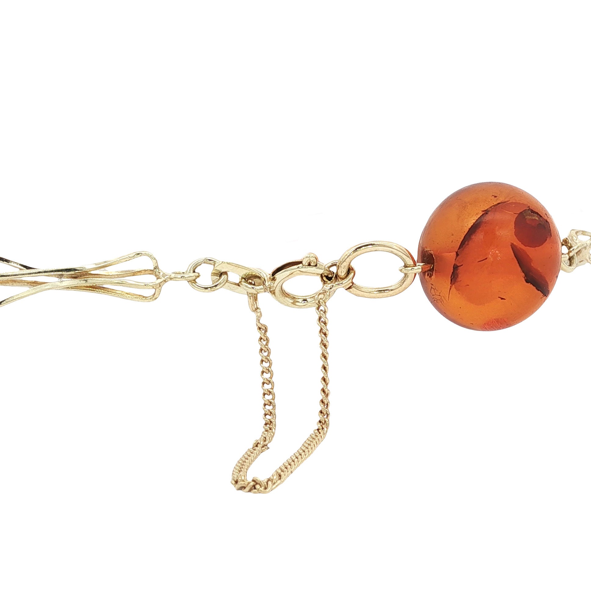 Gouden vintage armband met amber 14 kt