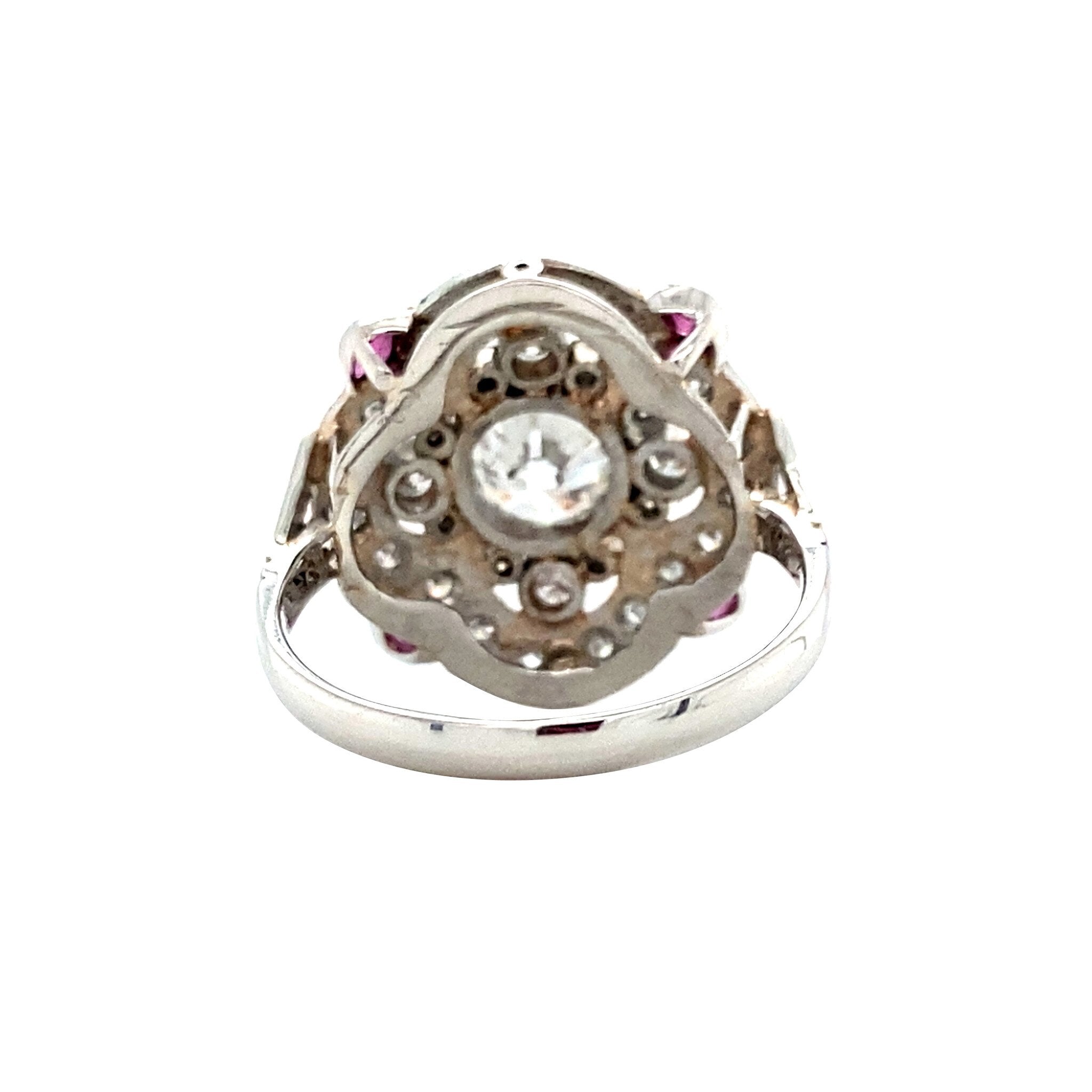 Platina prinsessen ring met diamant en robijn 900
