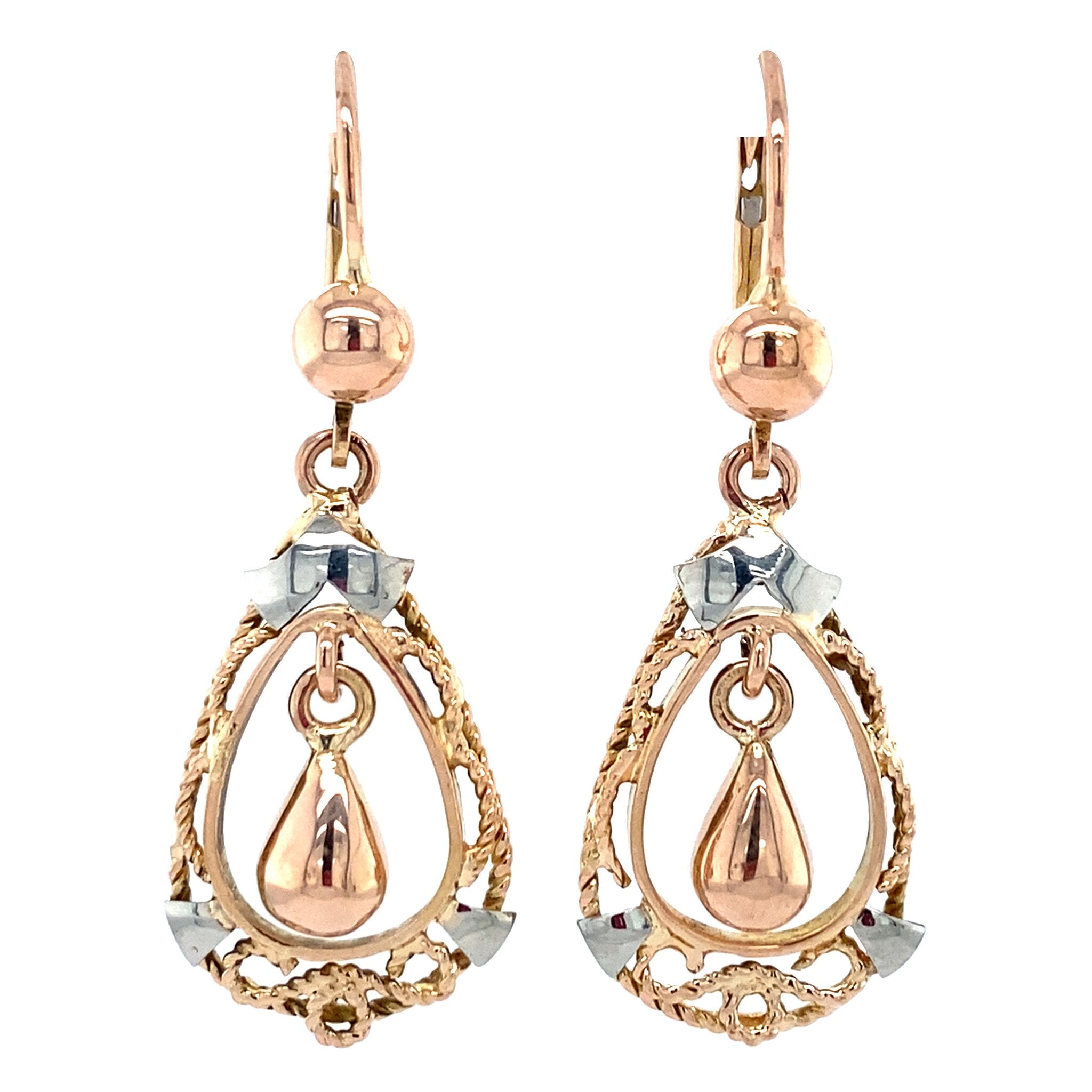 Gouden fantasie oorhangers 14 krt