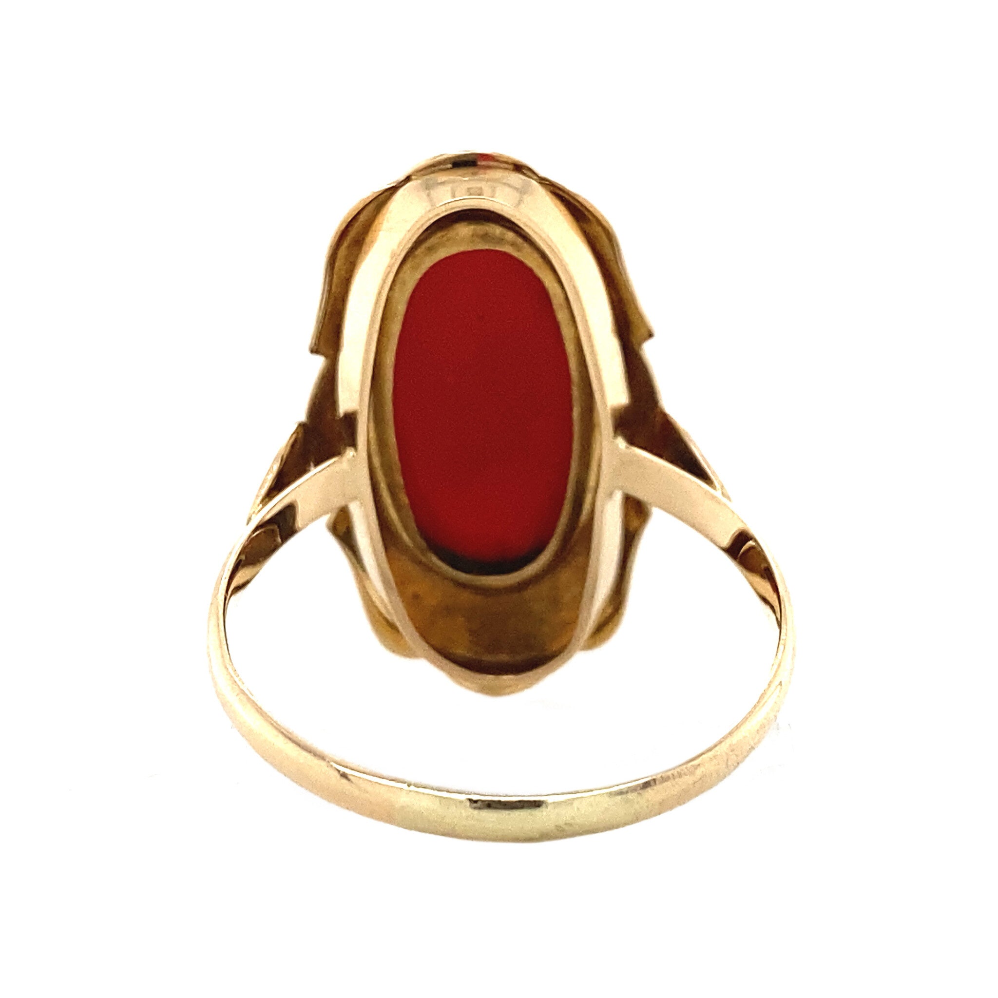 Gold ring with blood coral 14 krt