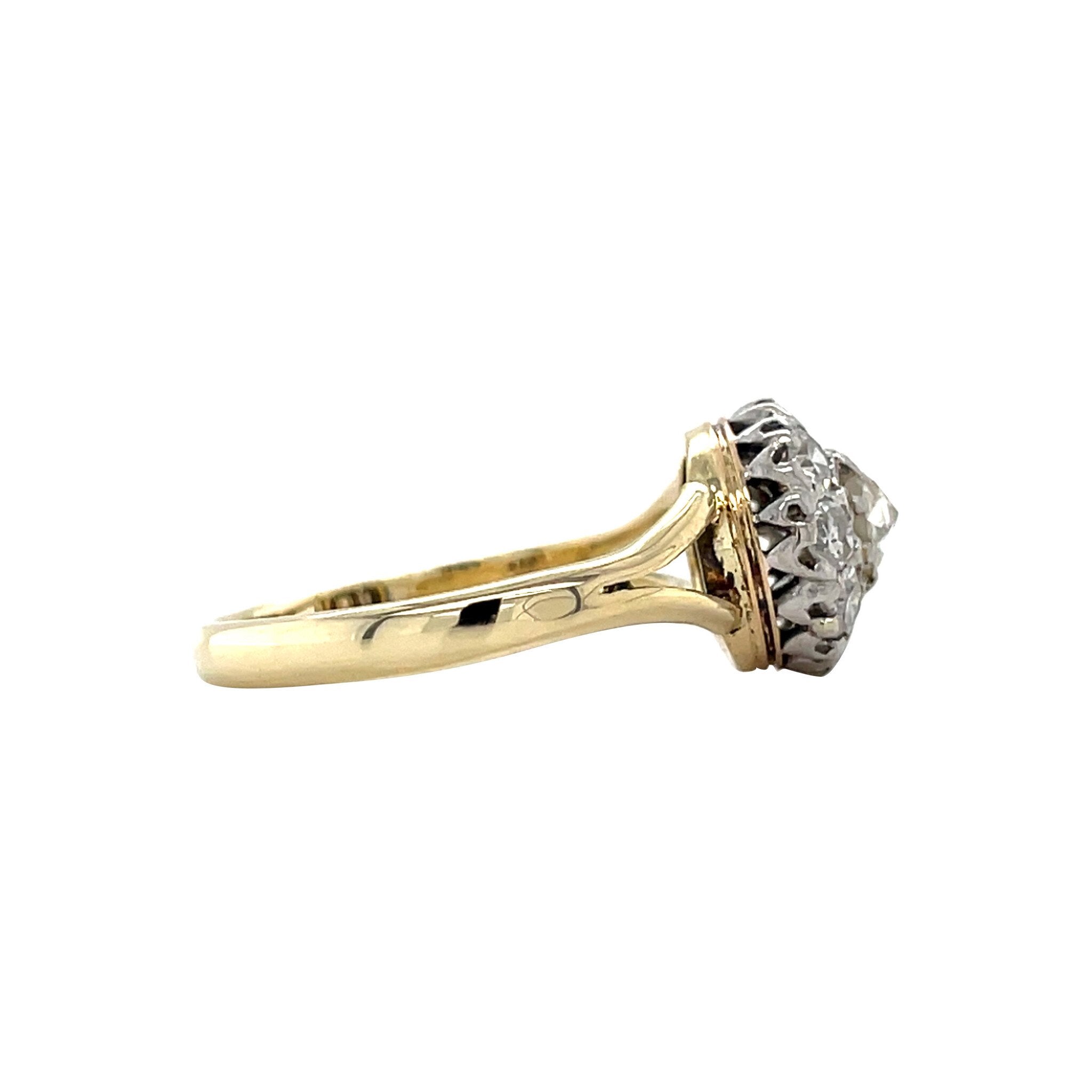 Gold vintage retro entourage ring with rose diamond 14 kt/950
