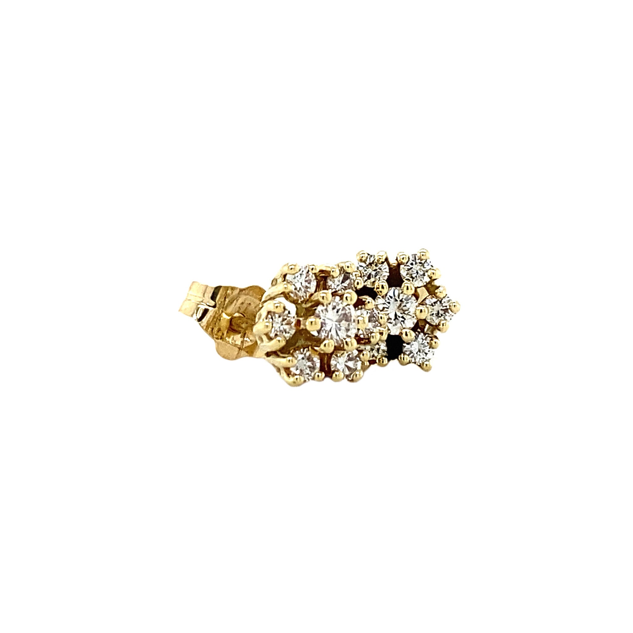 14 kt gold halo stud earrings with diamond