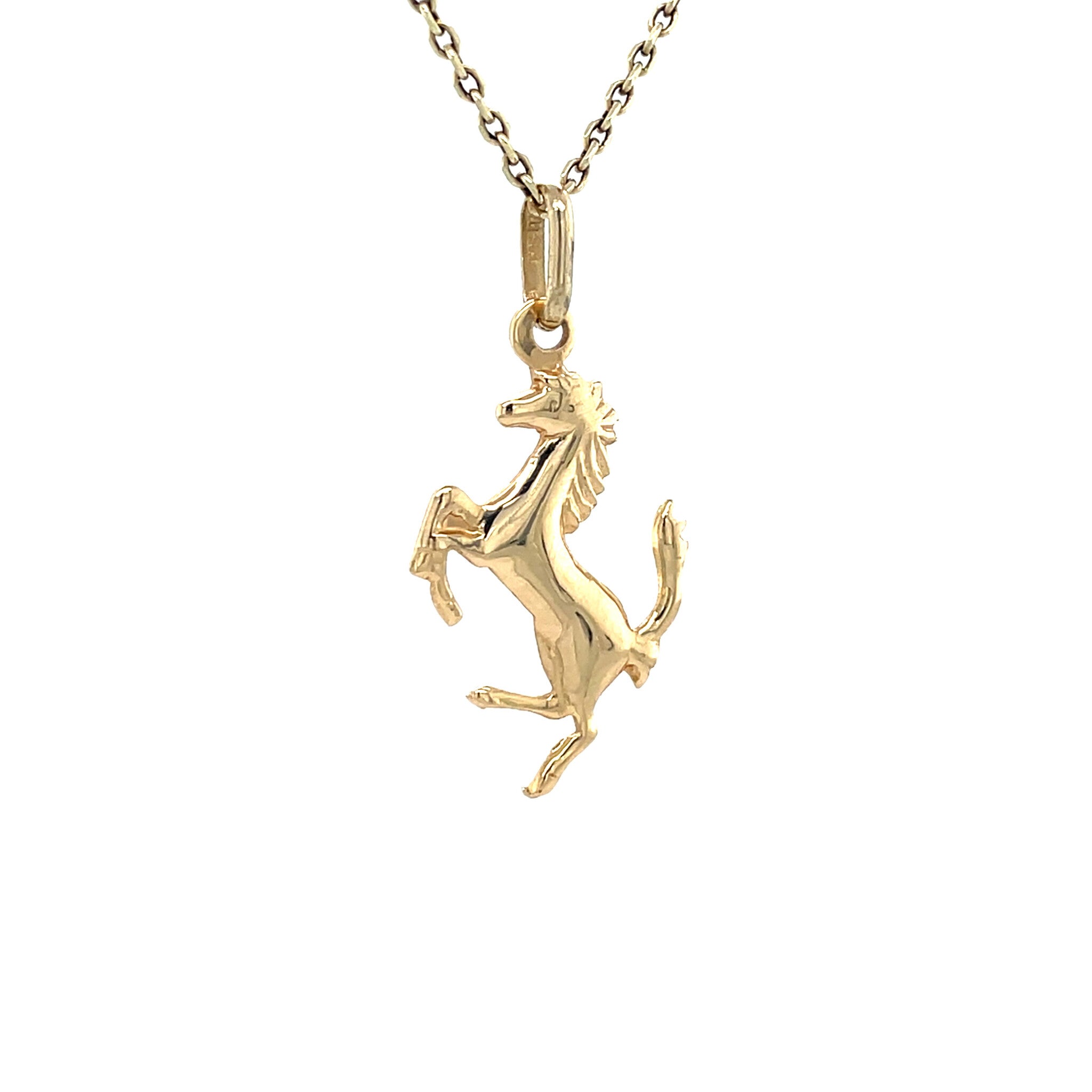 Gouden vintage paard hanger 14 krt