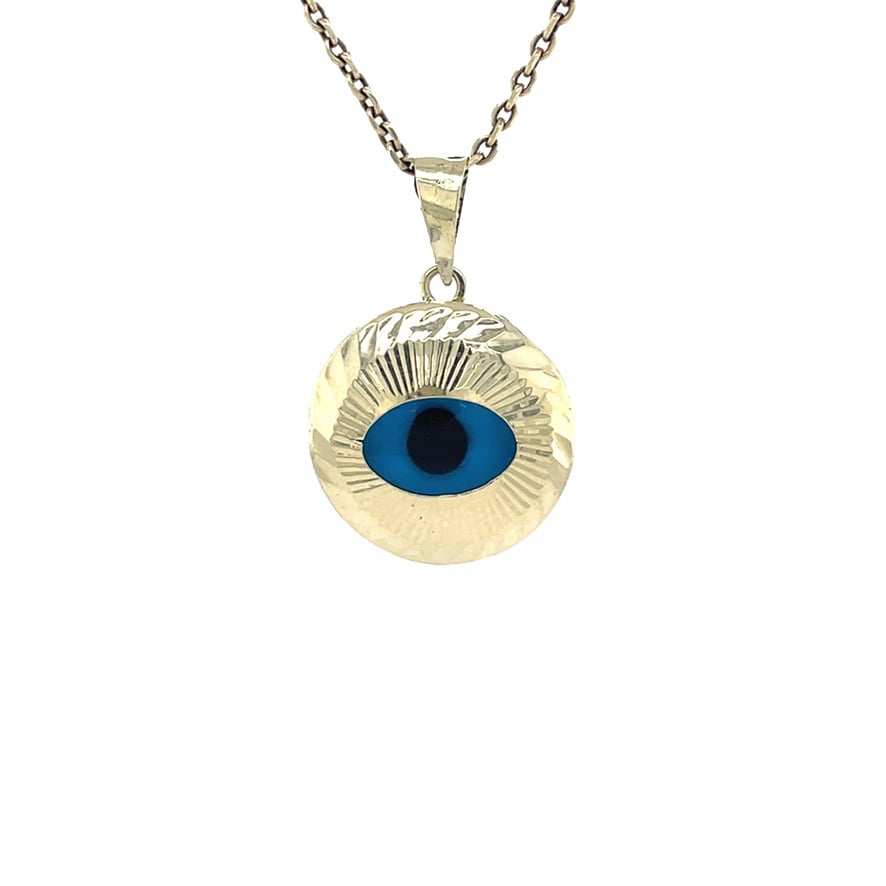 Golden vintage evil eye pendant 14 kt