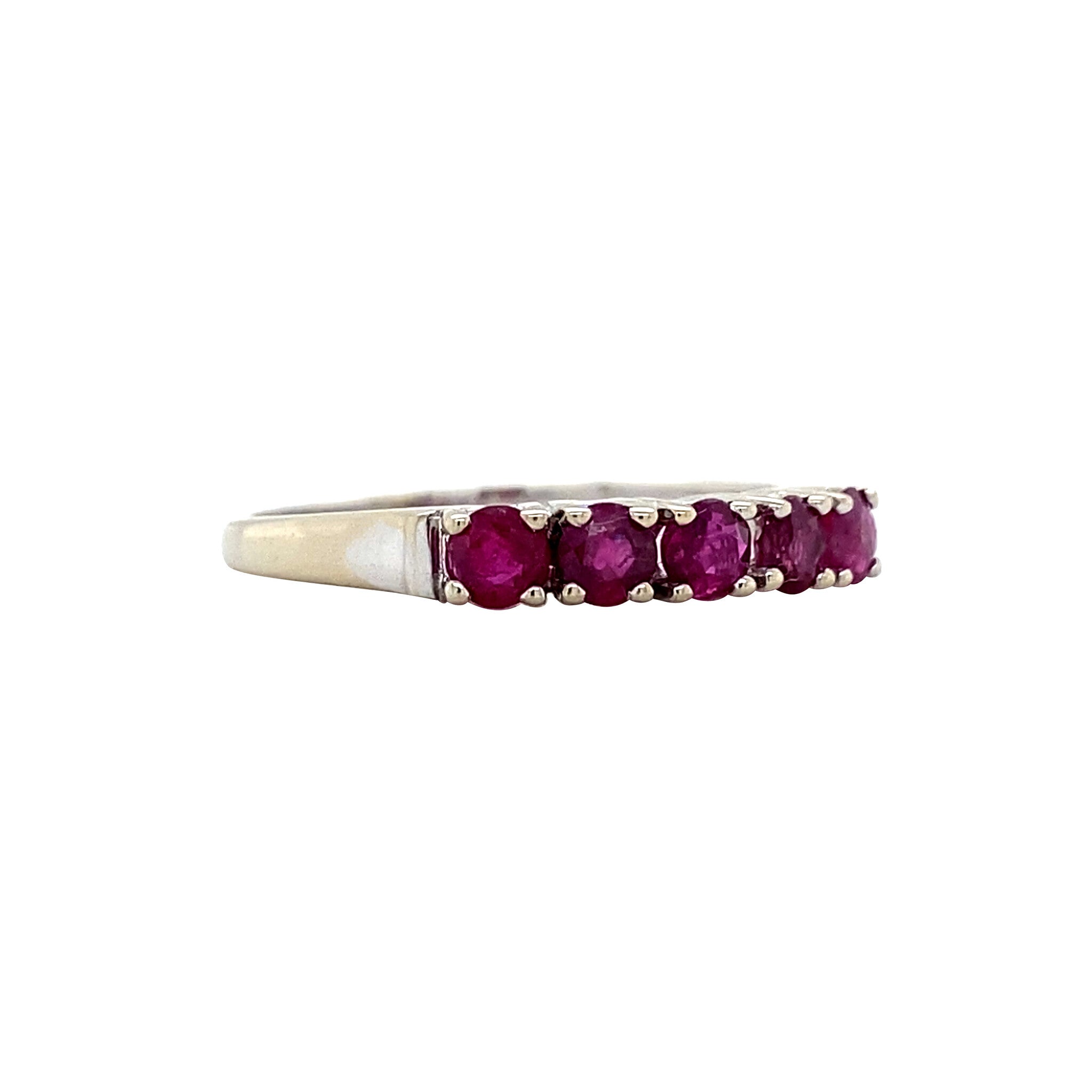 14 kt vintage white gold row ring with ruby