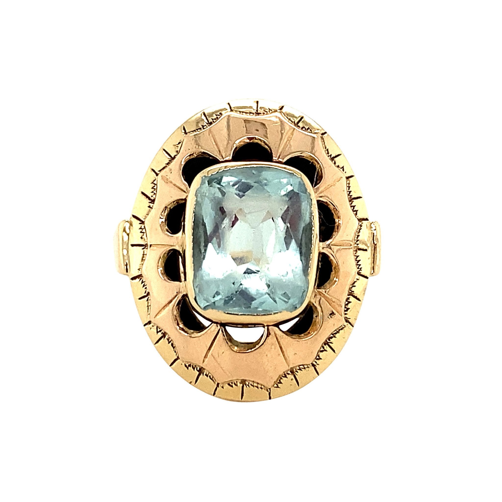 Gouden ring met aquamarijn 14 krt