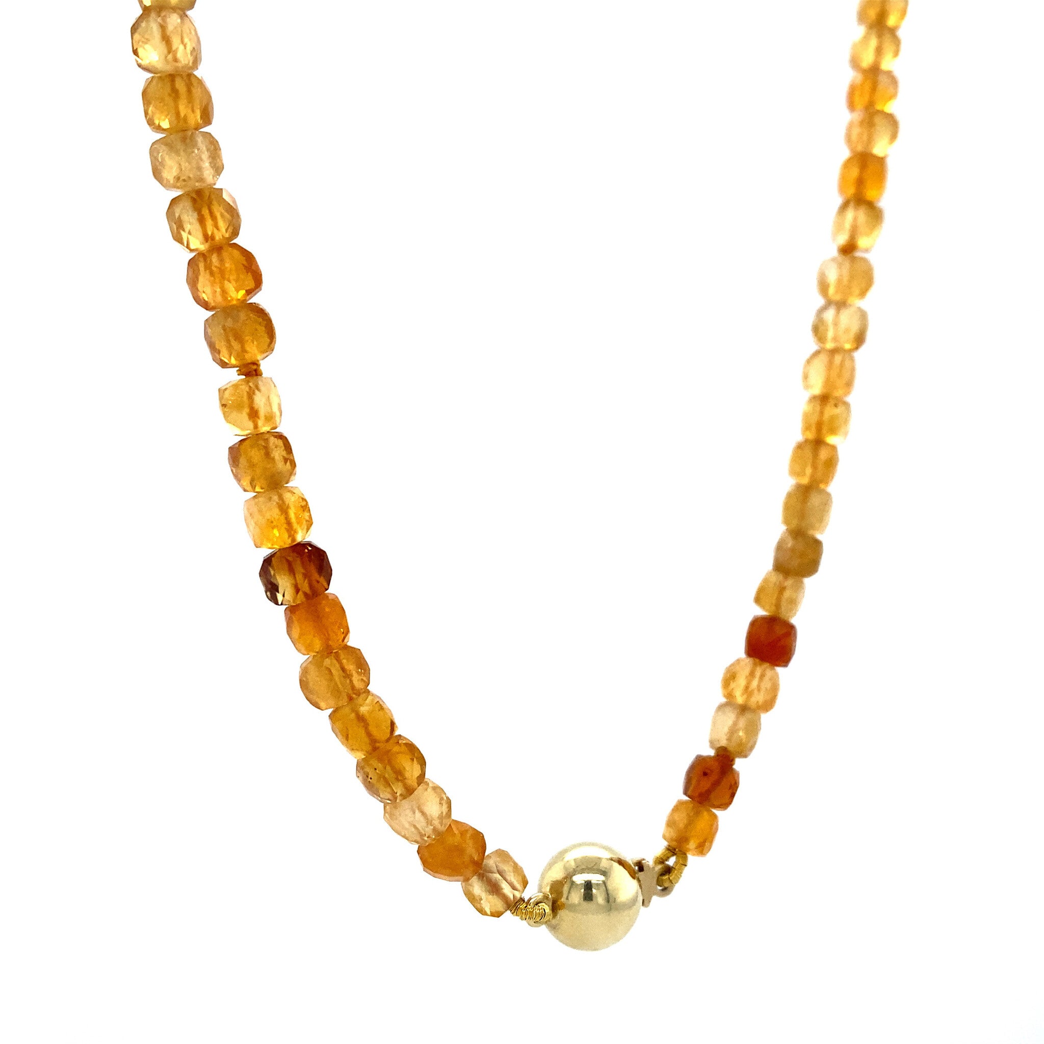 Citrien collier met gouden sluiting 14 krt