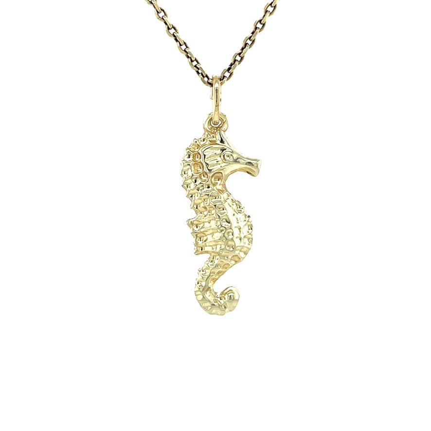 Vintage gold seahorse pendant 14 kt