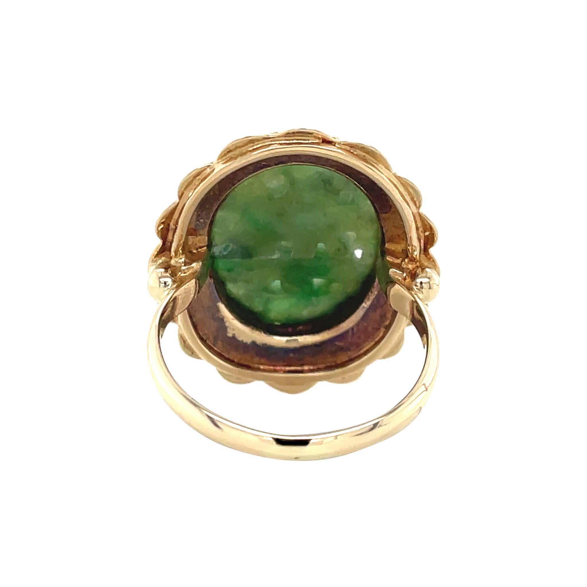 Gouden vintage ring met jade 14 kt