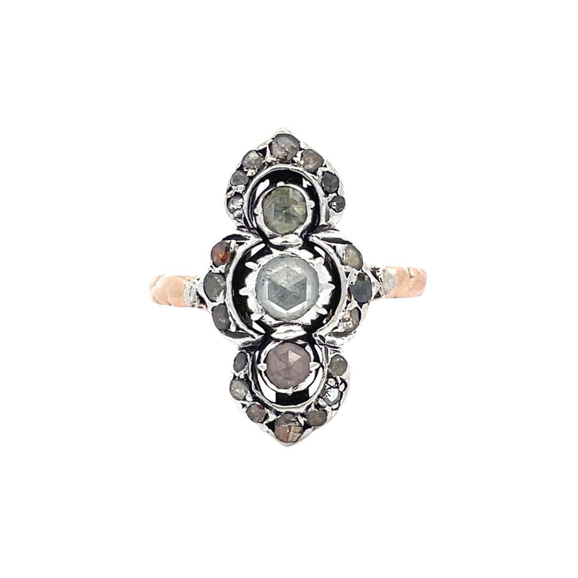 Roségouden prinsessen ring met roosdiamant 14 kt/925
