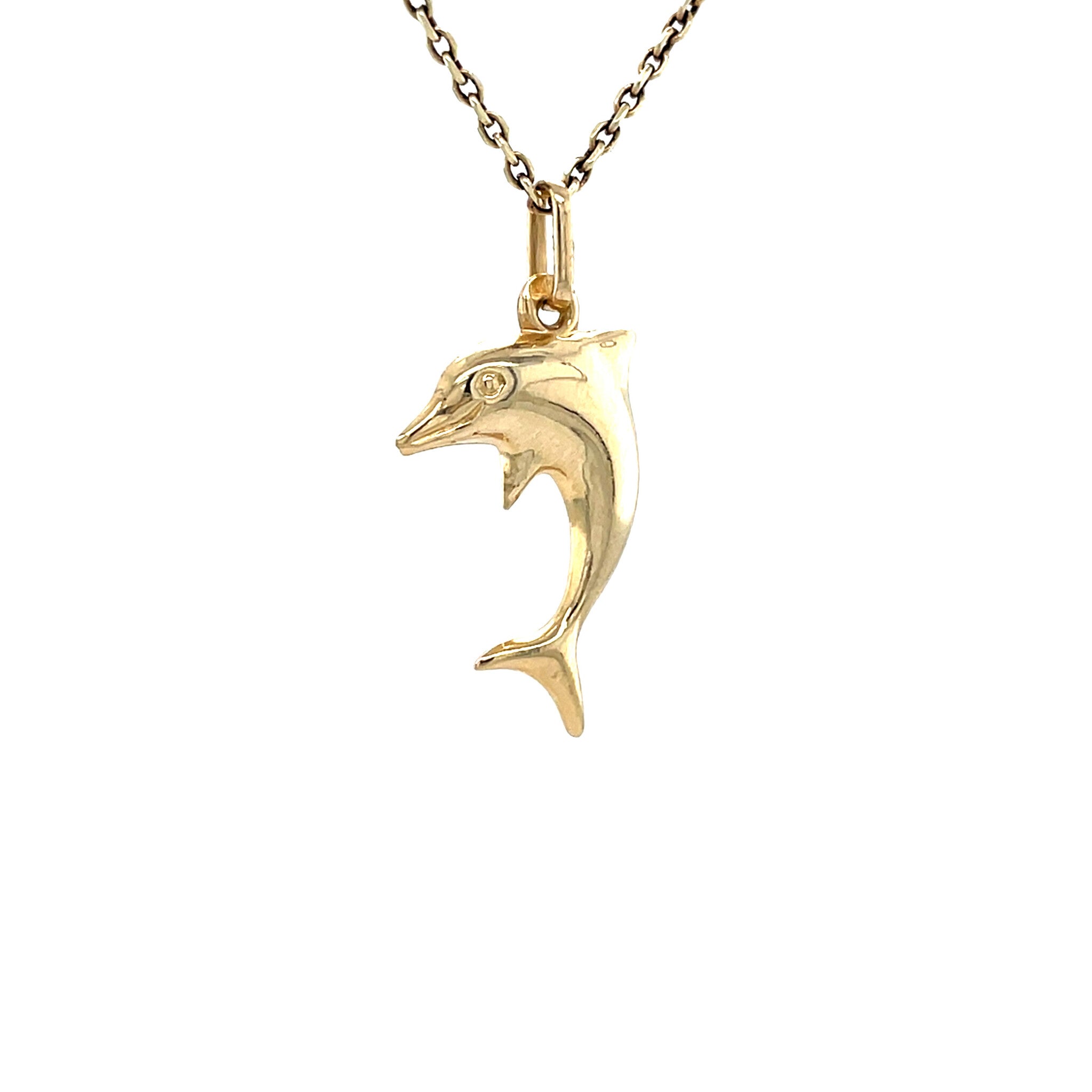 Gouden vintage dolfijn hanger 14 krt