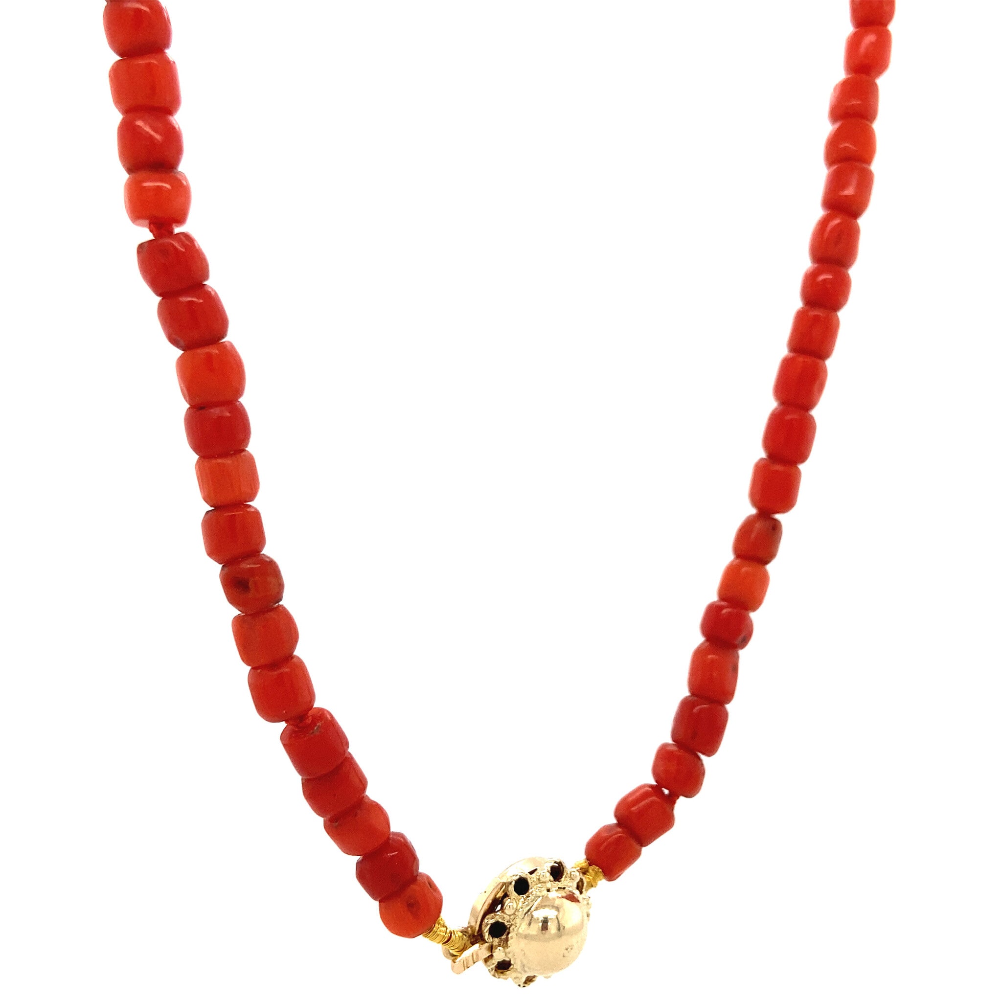 Blood coral necklace with gold clasp 44 cm 14 krt