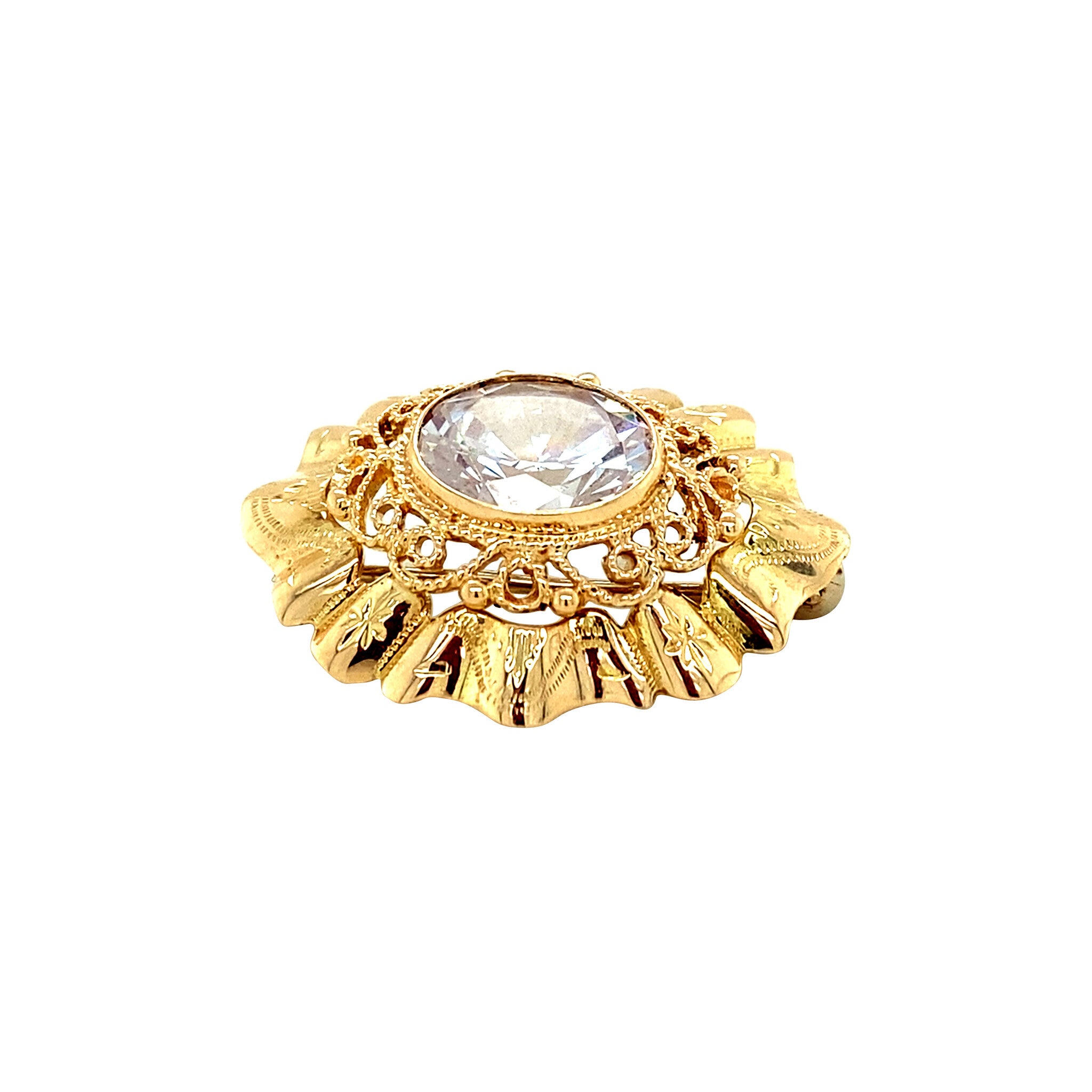 Gouden broche met zirkonia 14 krt