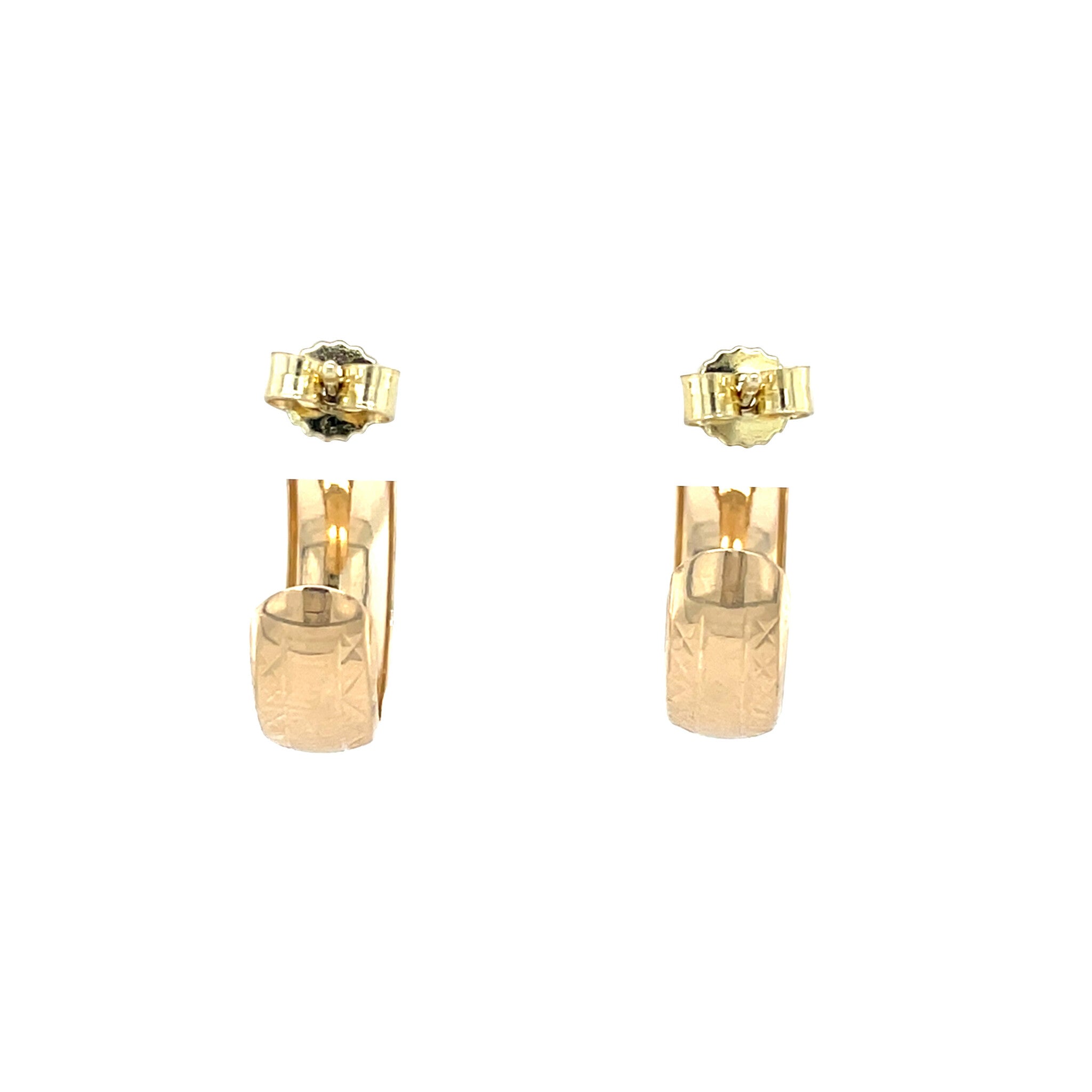 Gouden vintage oorstekers met gravure 14 krt