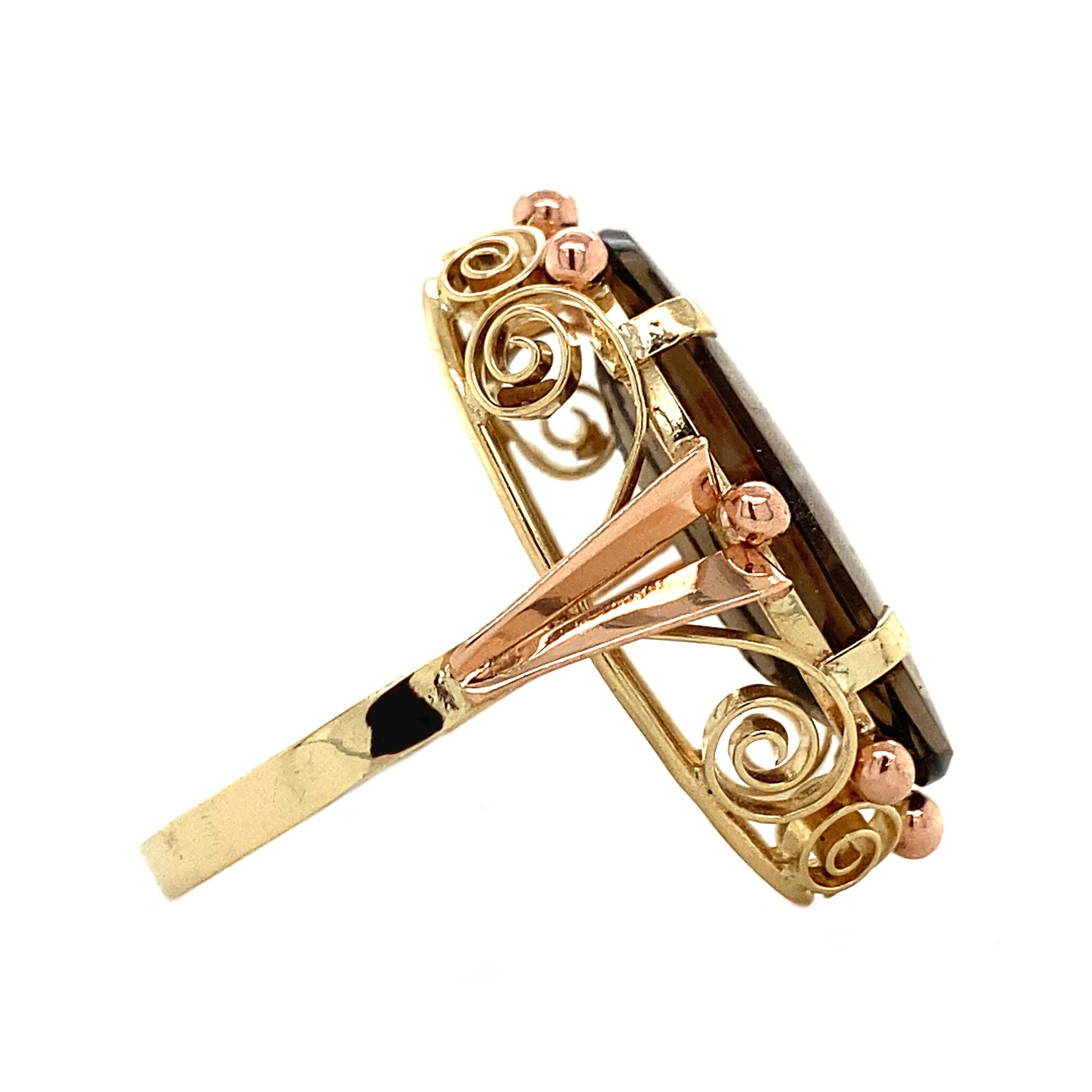 Gold ring with smoky topaz 14 krt