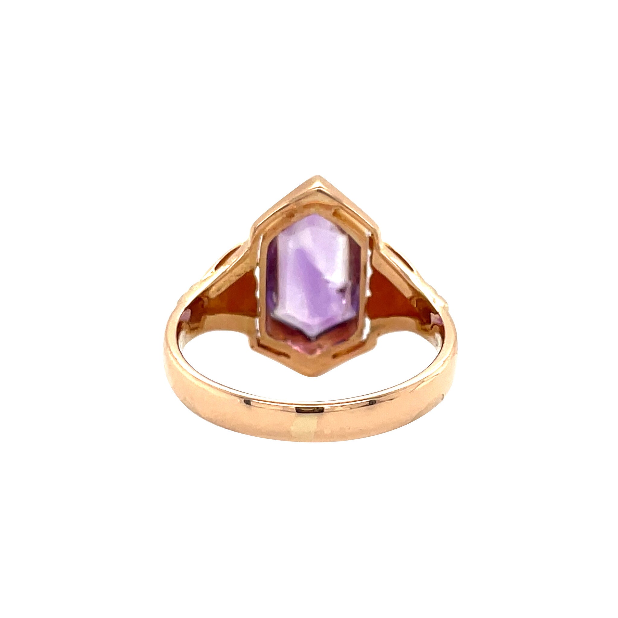 14 kt rose-gold vintage ring with amethyst