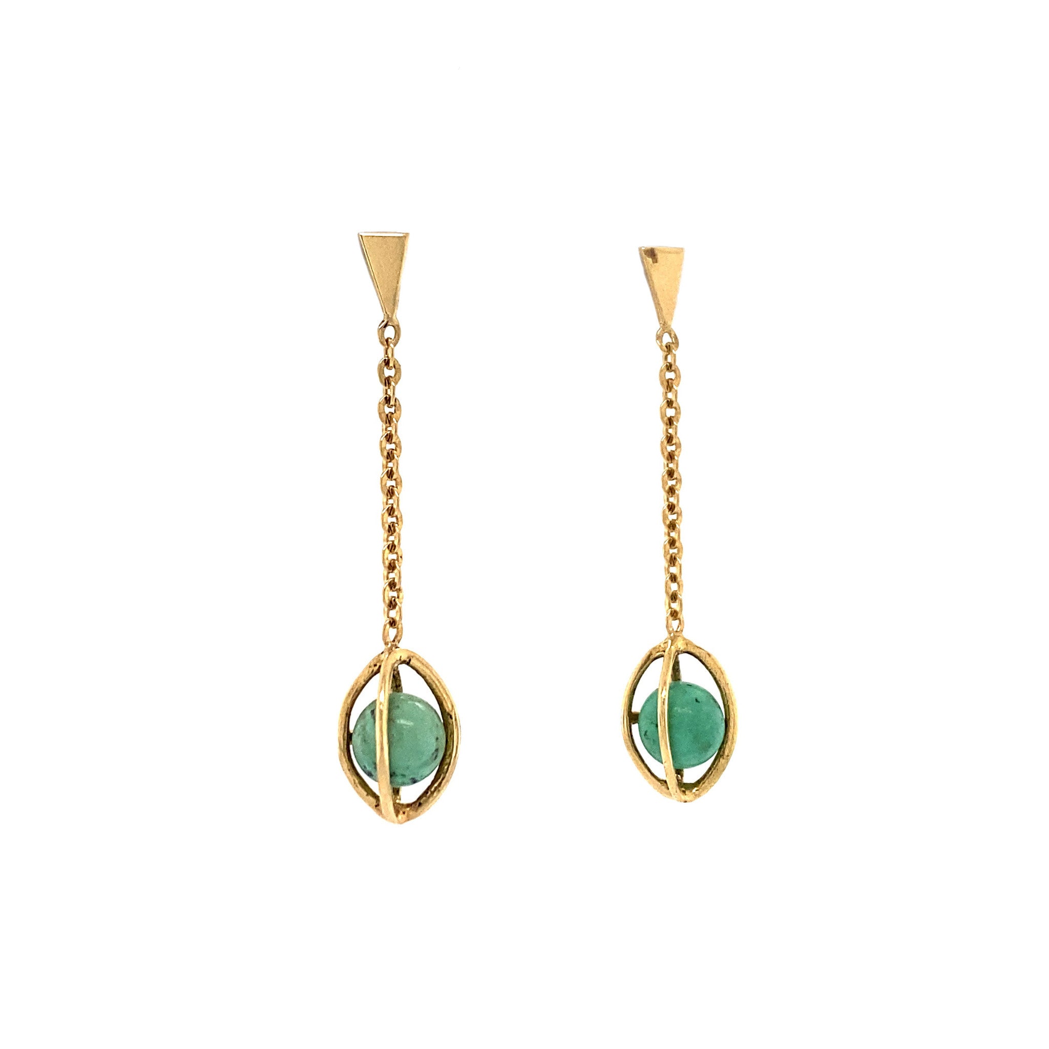 Gold stud earrings with turquoise 18 kt