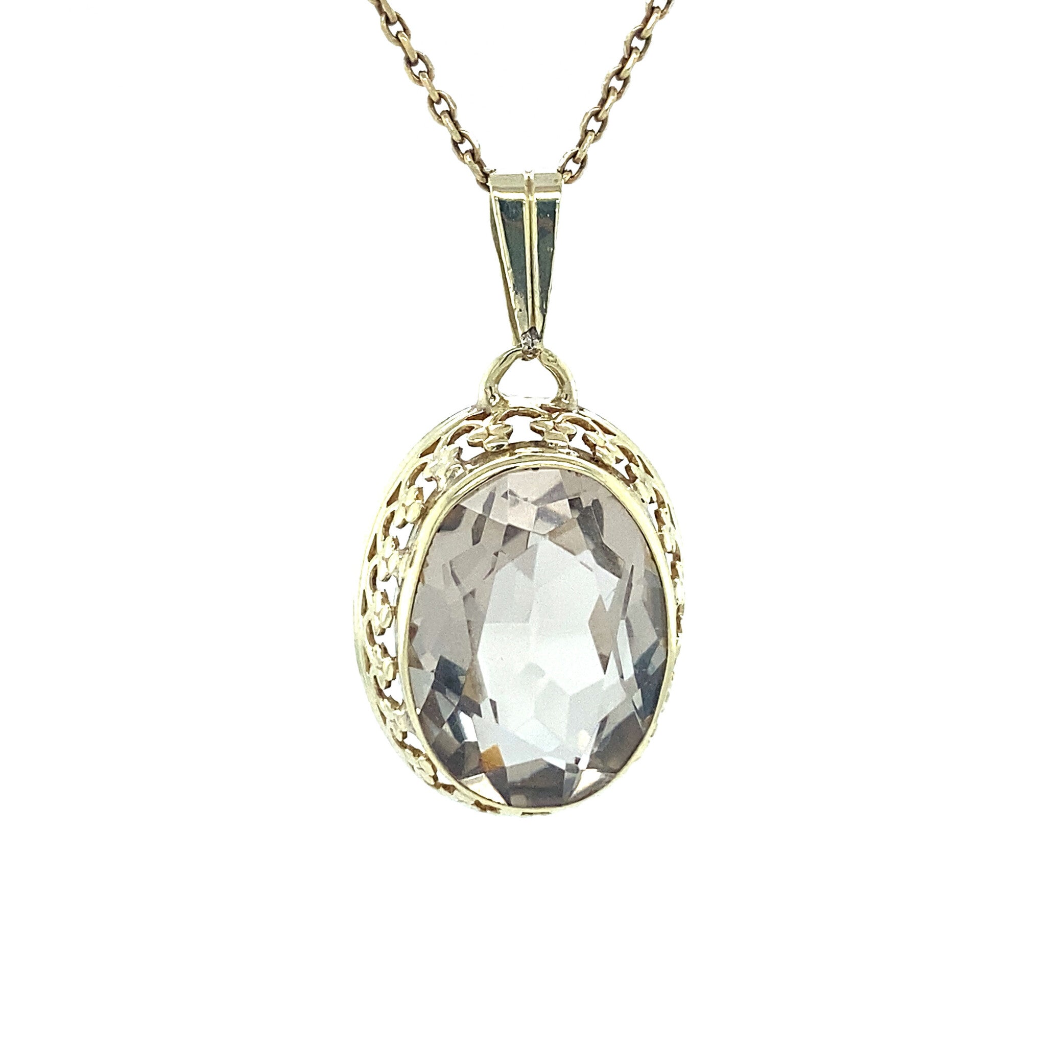 Gouden hanger met rooktopaas 14 krt