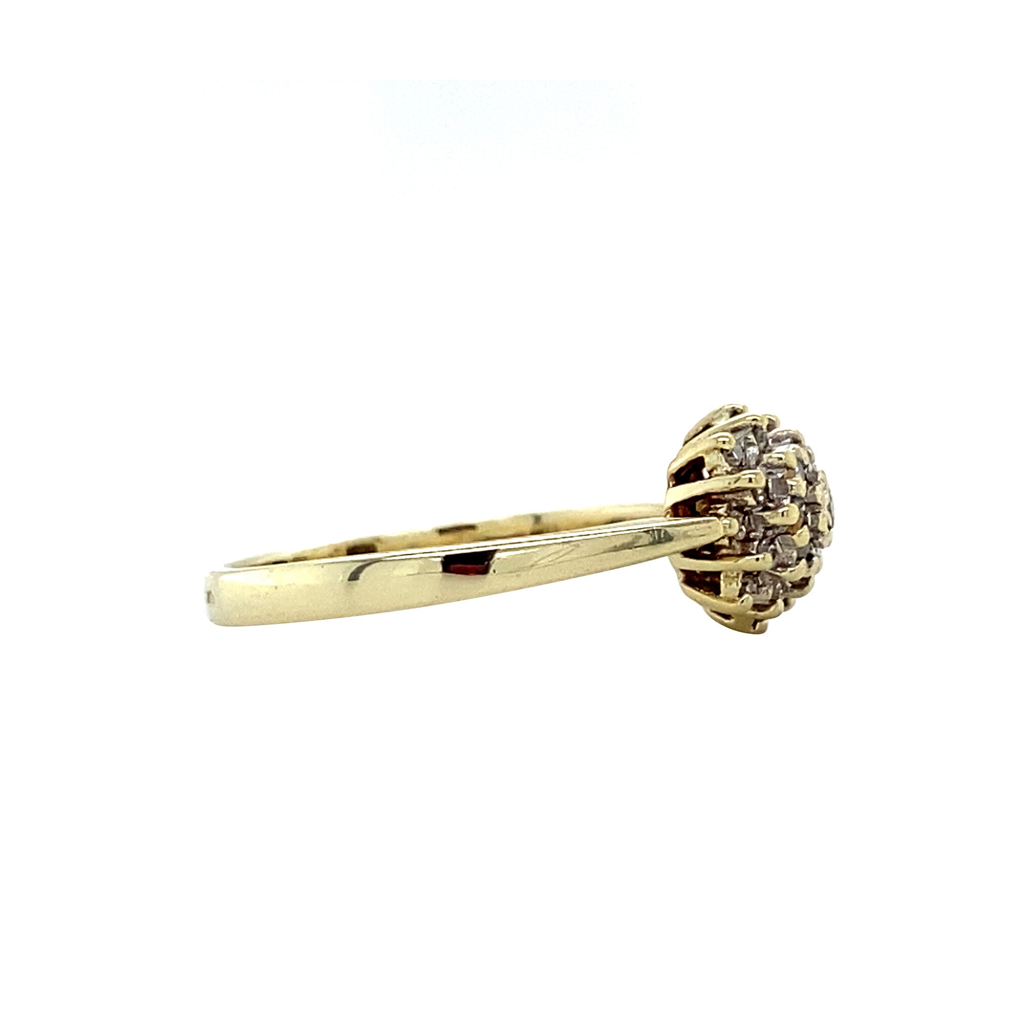 Gold vintage halo ring with diamonds 14 krt