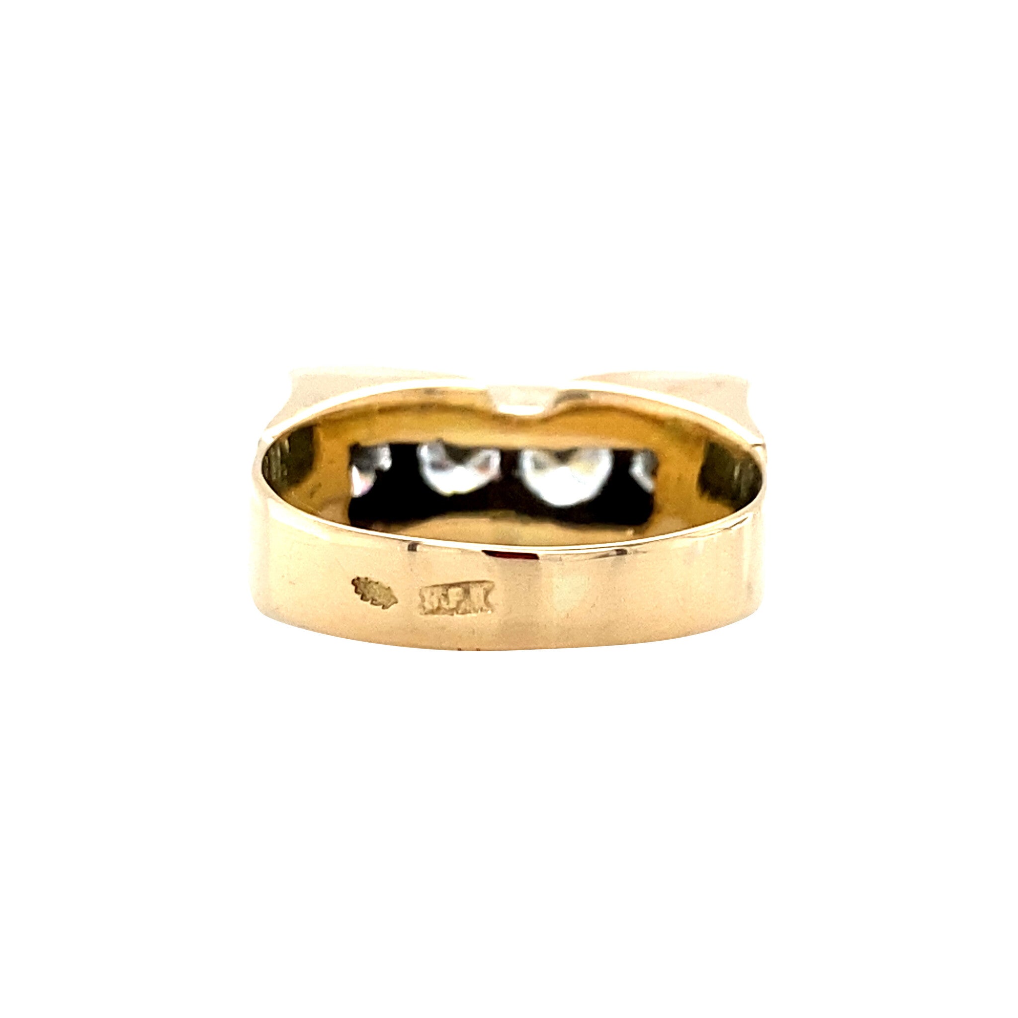Gouden vintage rijring met diamant 14 krt