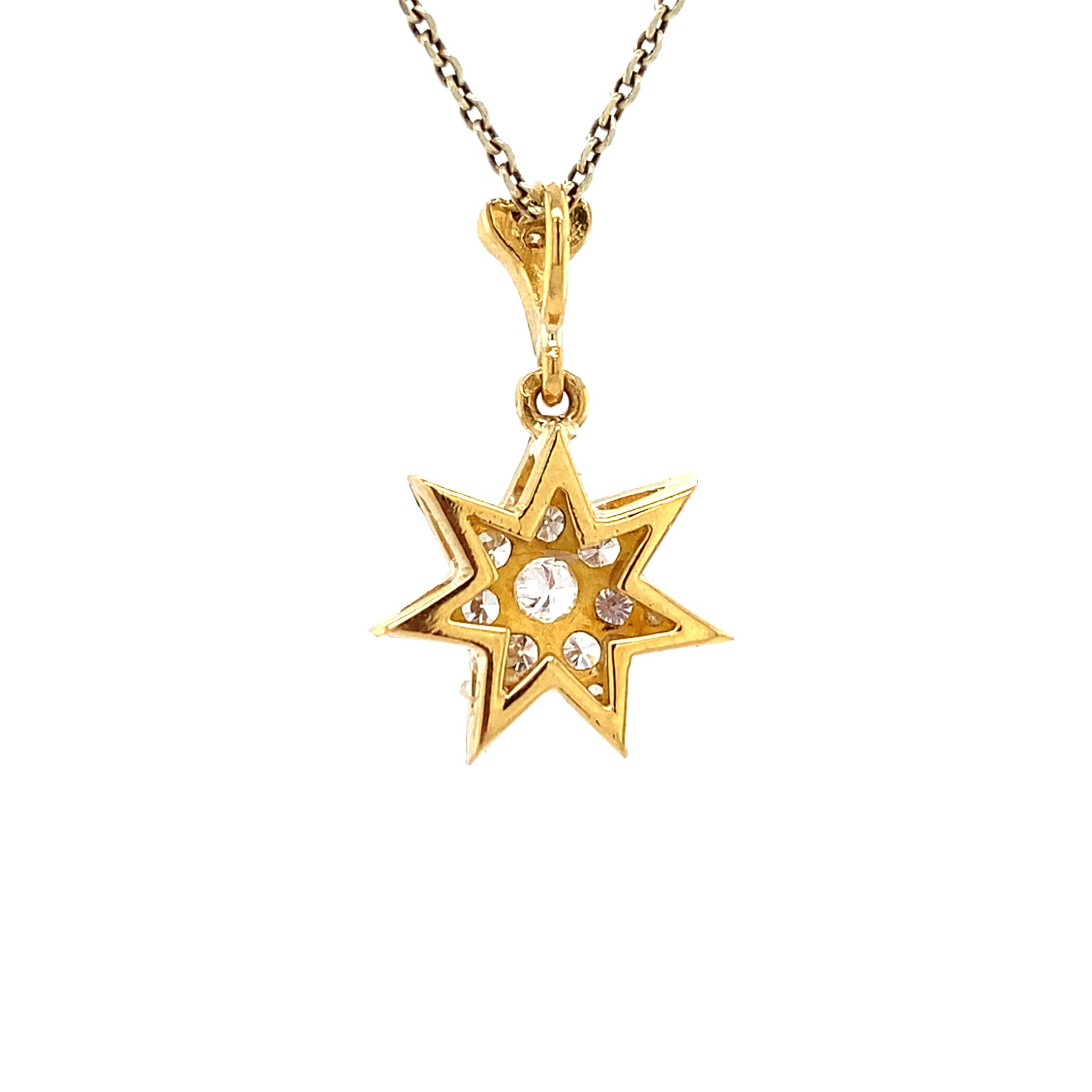 Gouden vintage ster hanger met diamant 22 krt