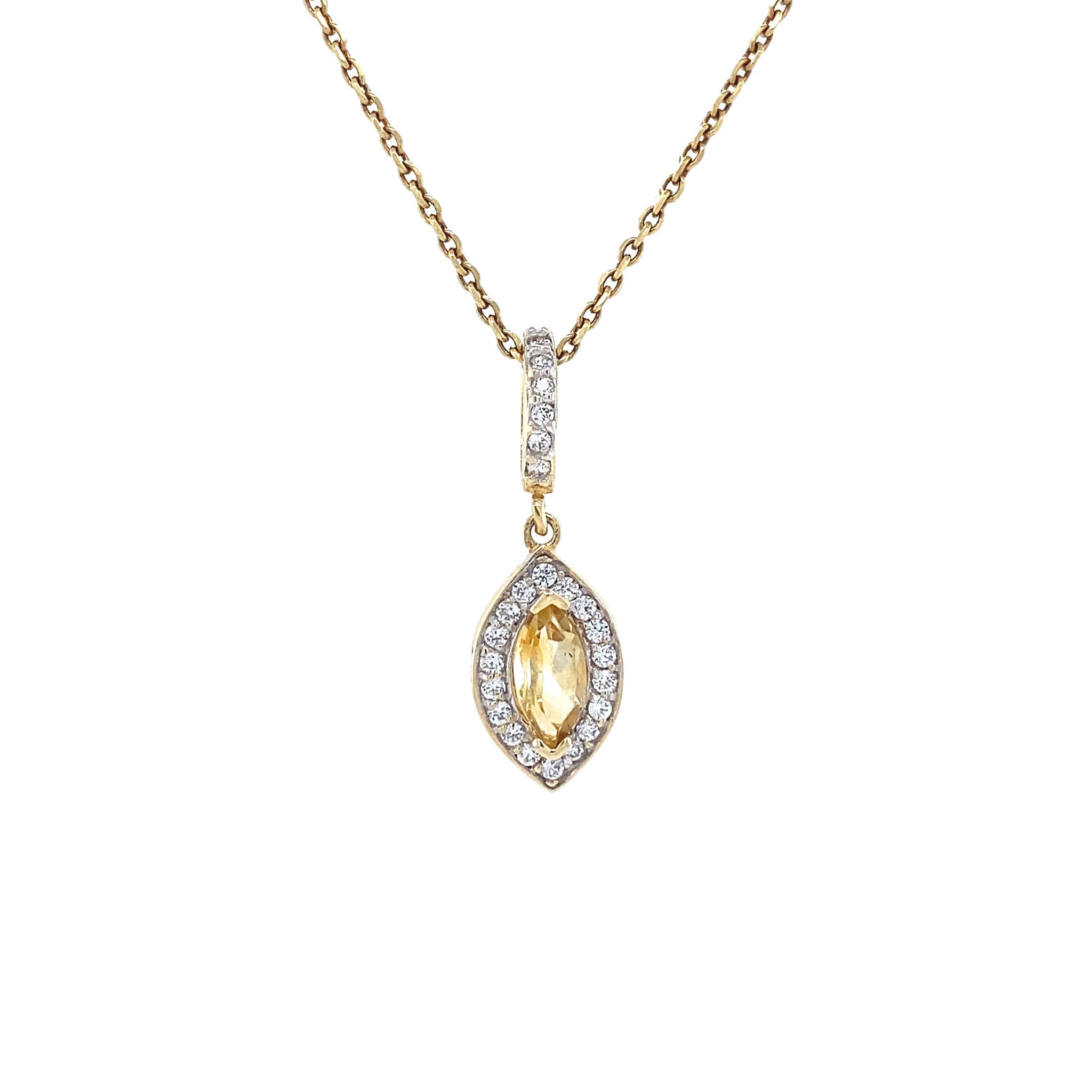 Gouden hanger met zirkonia en citrien 14 krt