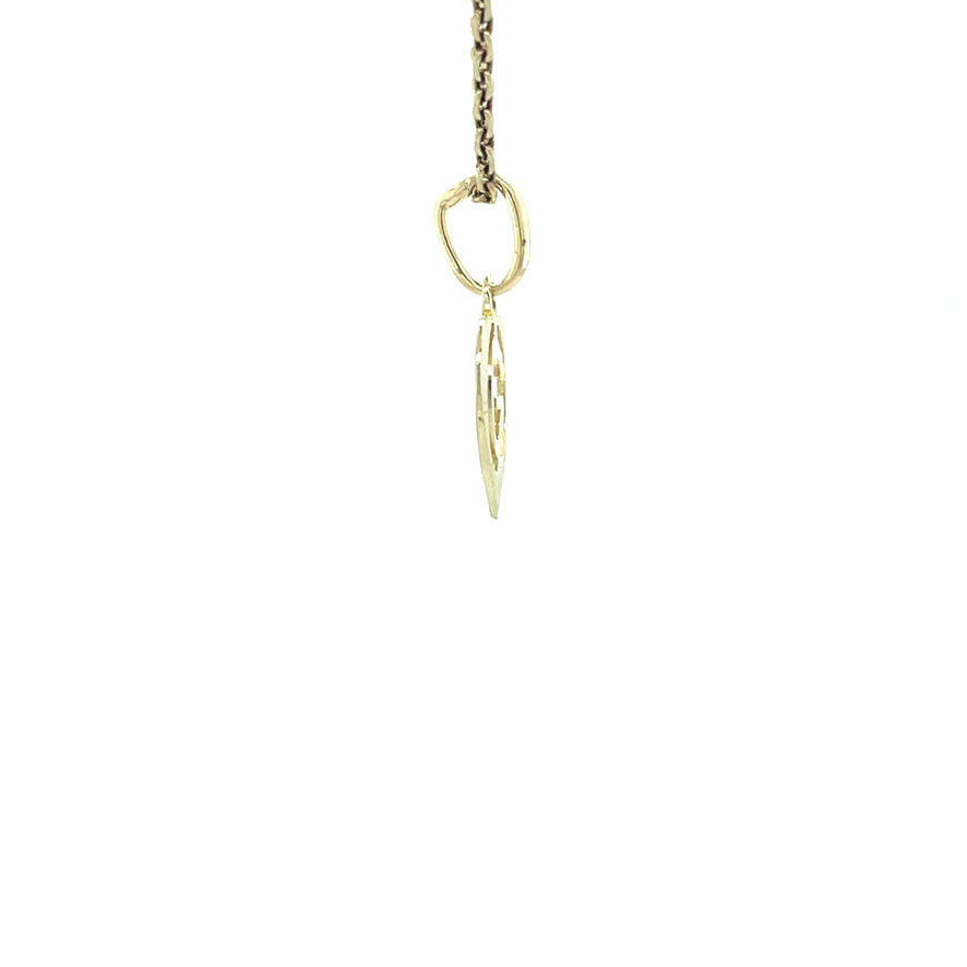 Gouden vintage hart hanger met letter G 14 kt