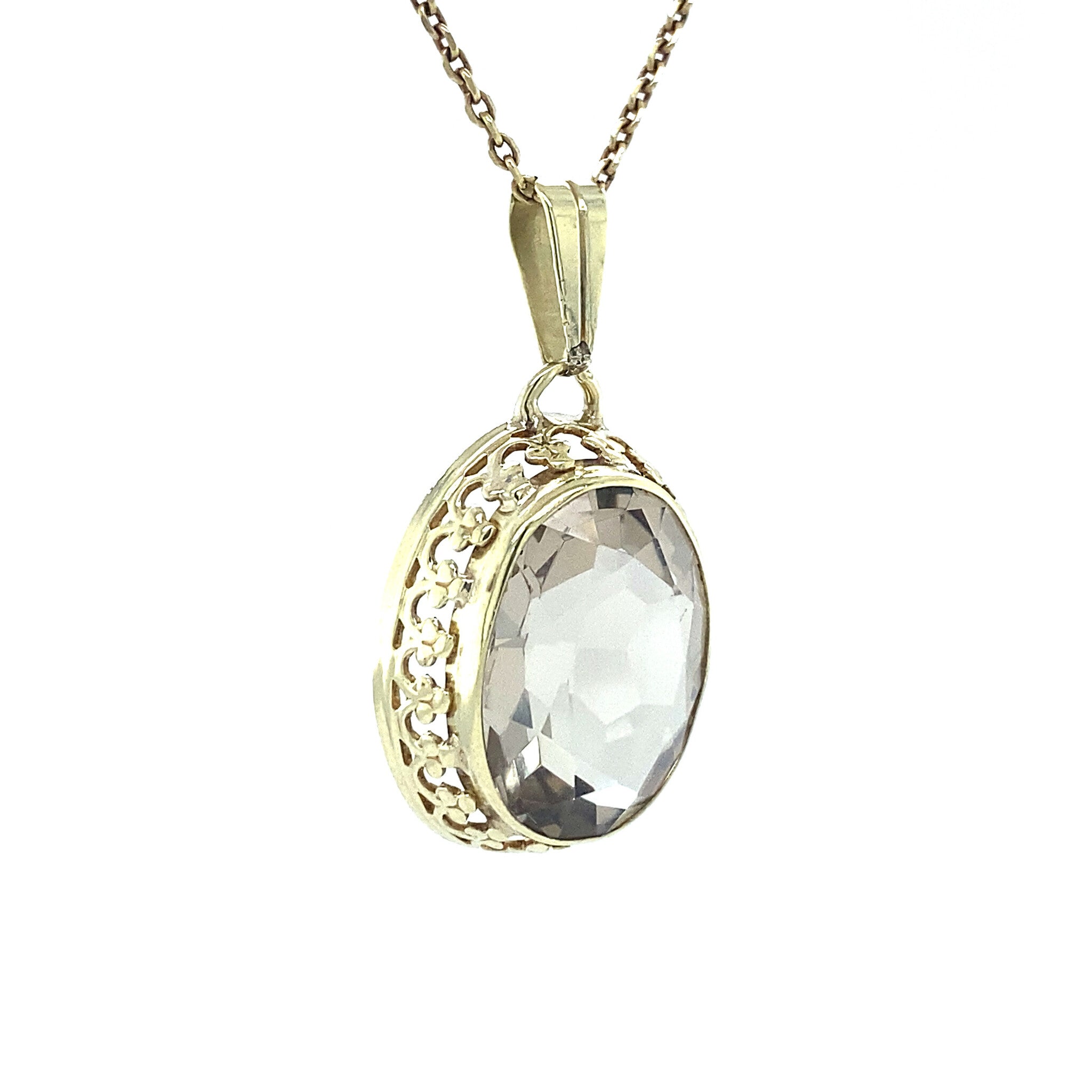 Gouden hanger met rooktopaas 14 krt