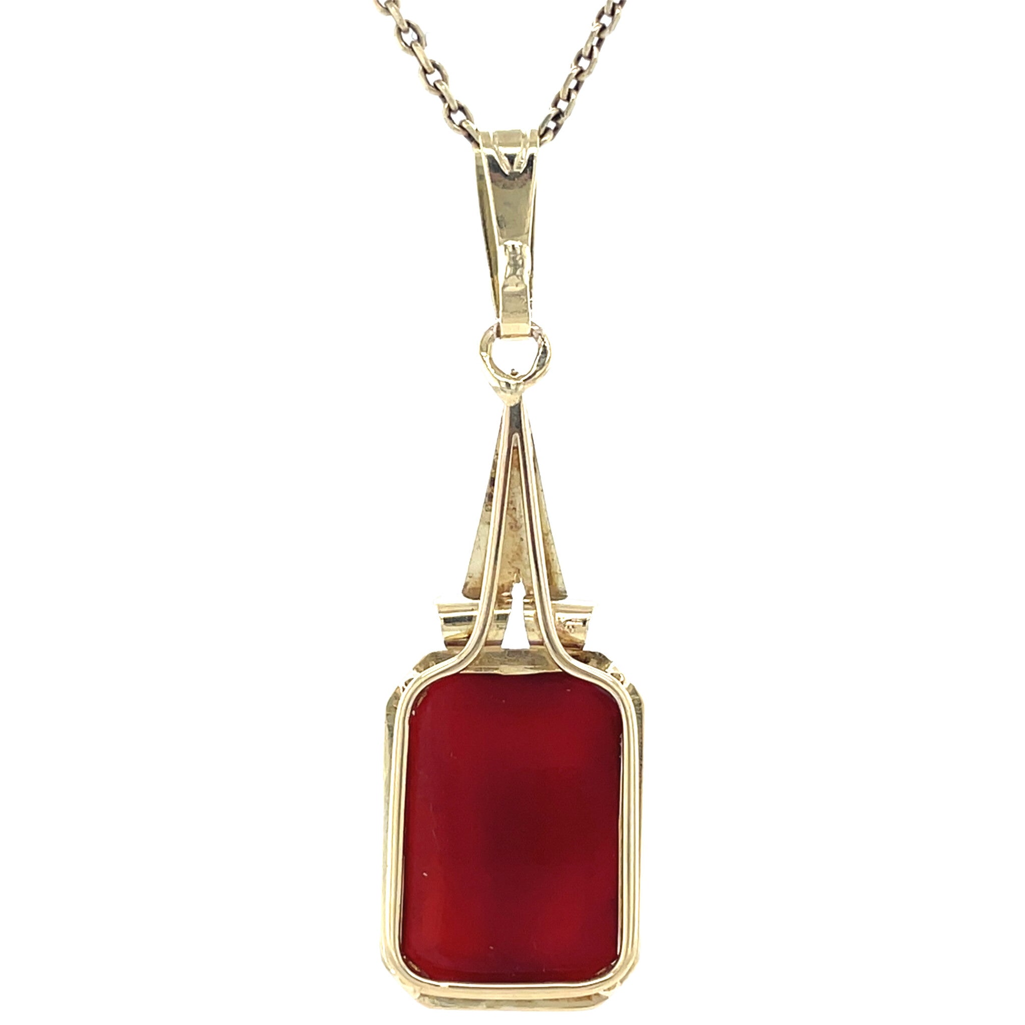 Gold vintage pendant with carnelian 14 kt