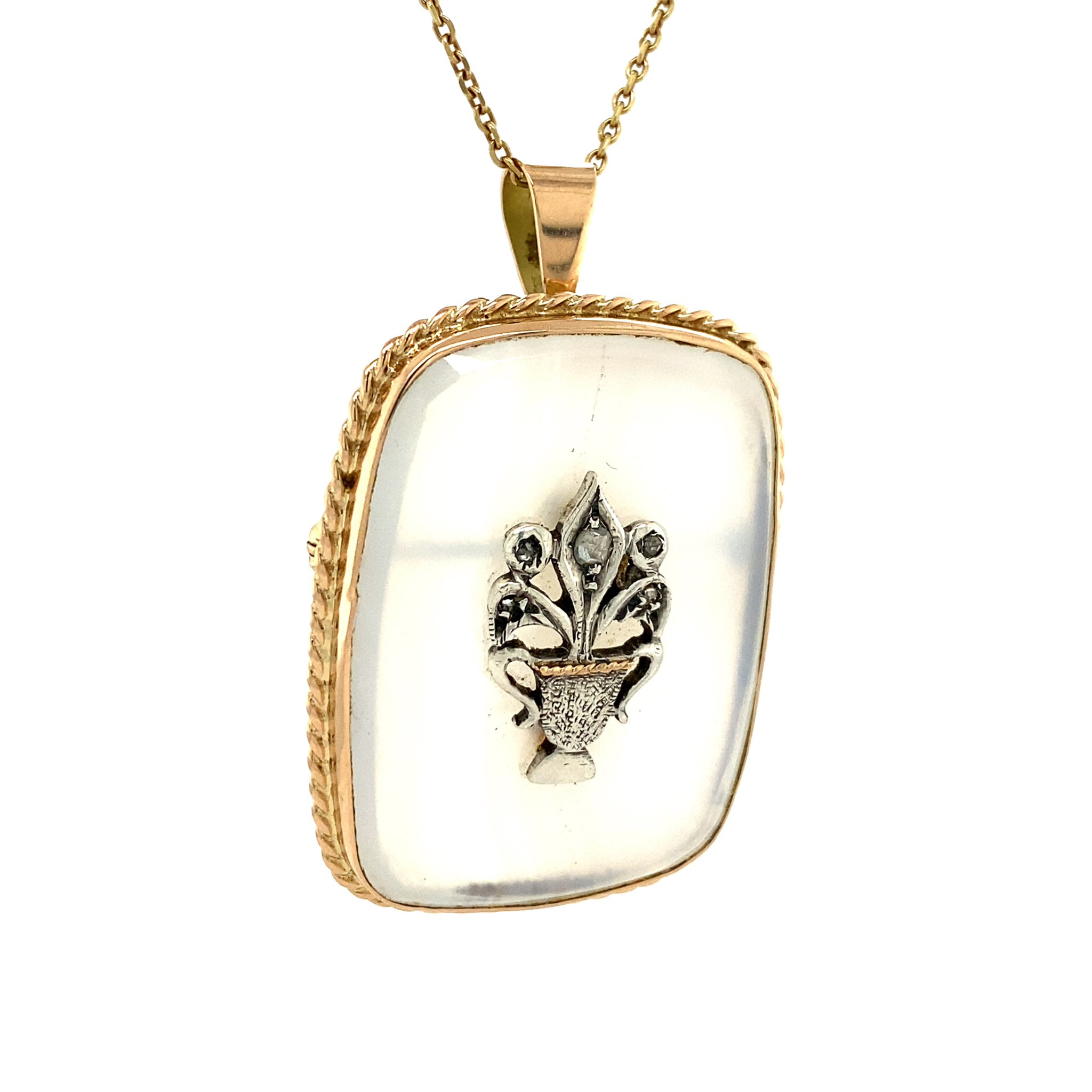 Gouden hanger met agaat en diamant 14 krt/925