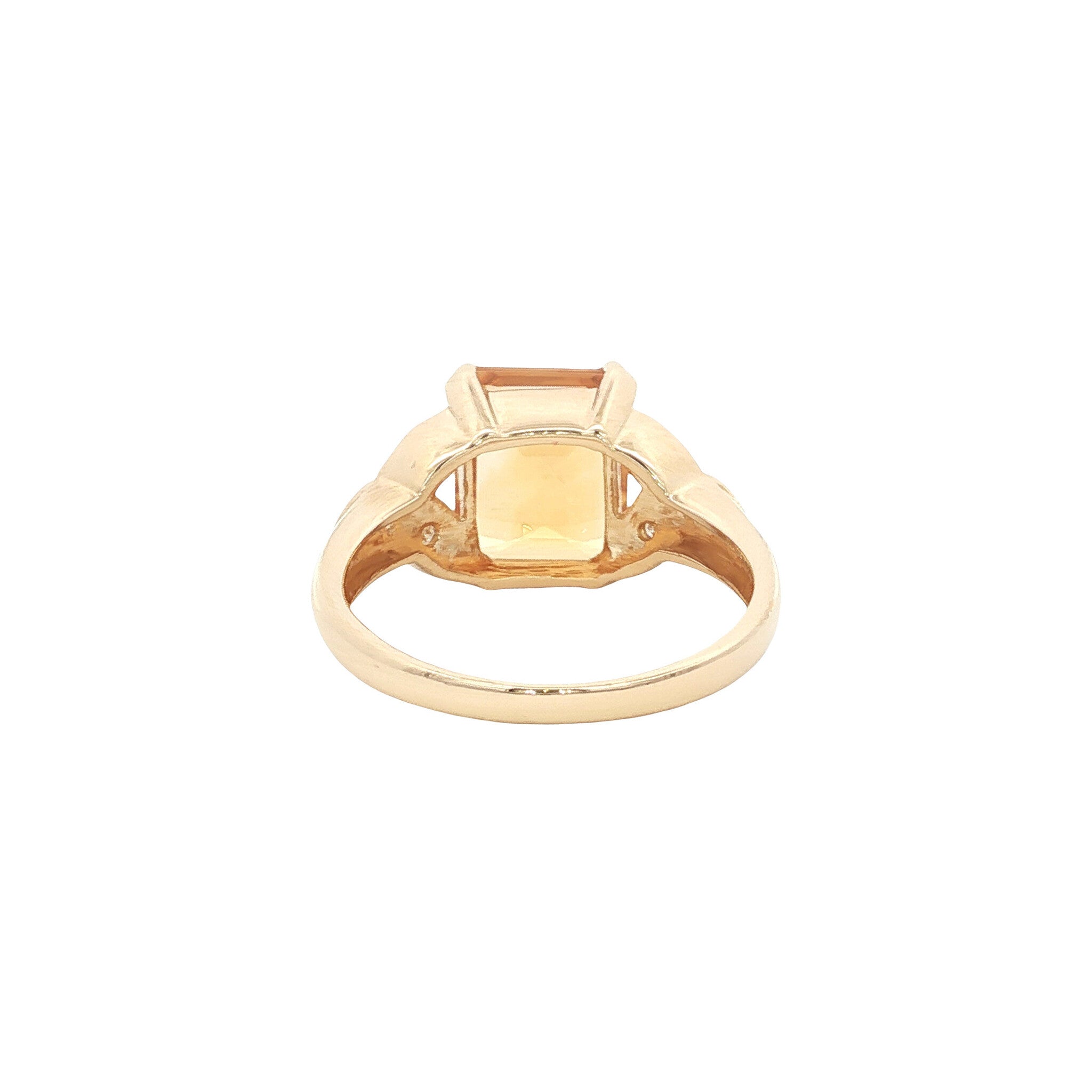 Gouden ring met citrien en diamant 14 kt