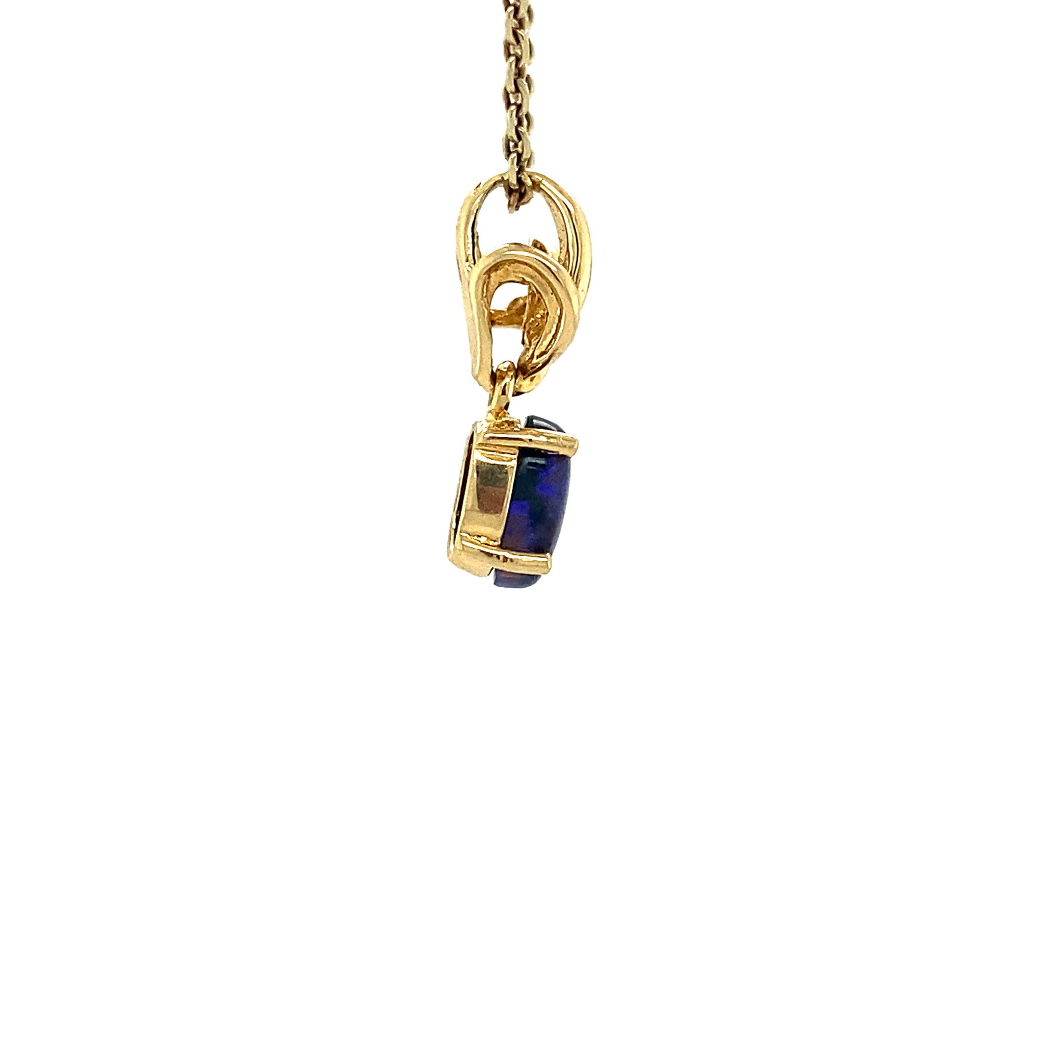 Gouden hanger met zwarte opaal 18 krt