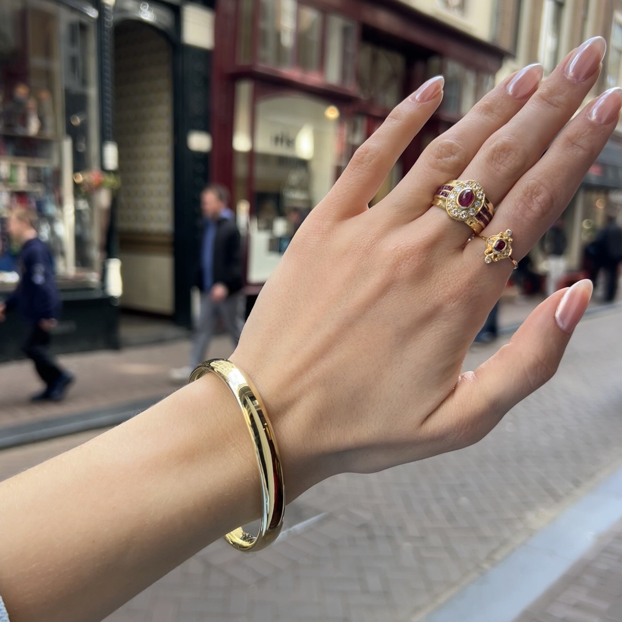 Zilgold smooth vintage bangle 14 krt/925