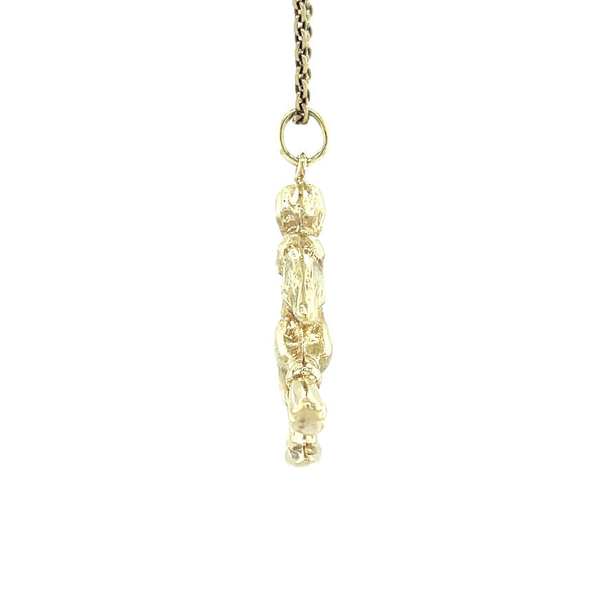 Gouden vintage heks hanger 14 kt