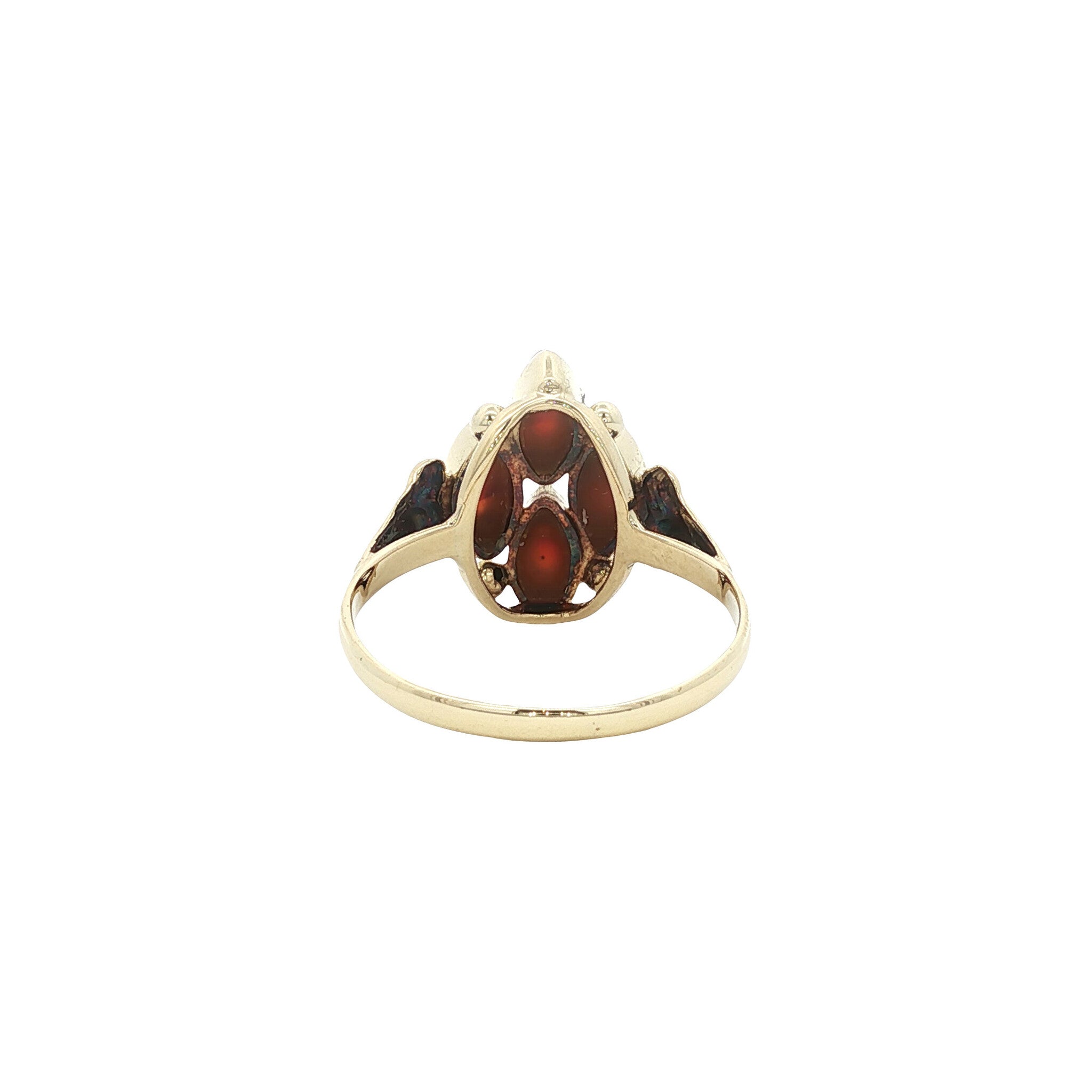 Gouden vintage ring met streepagaat 14 kt
