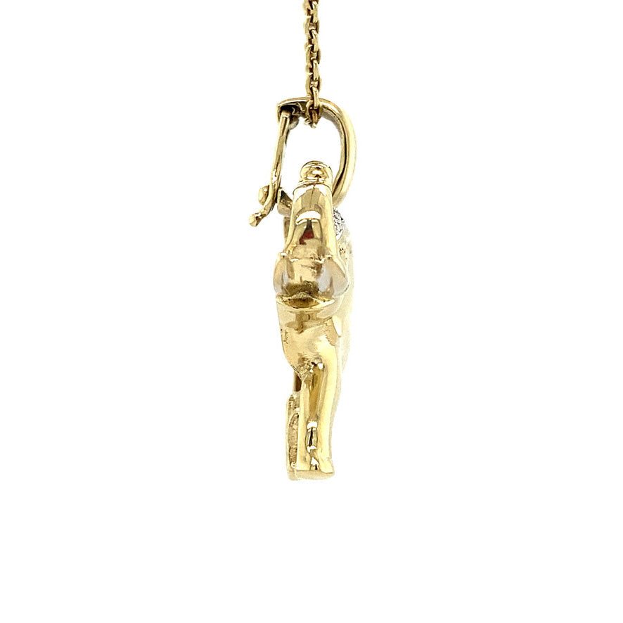 Gouden olifant hanger met diamant 14 krt