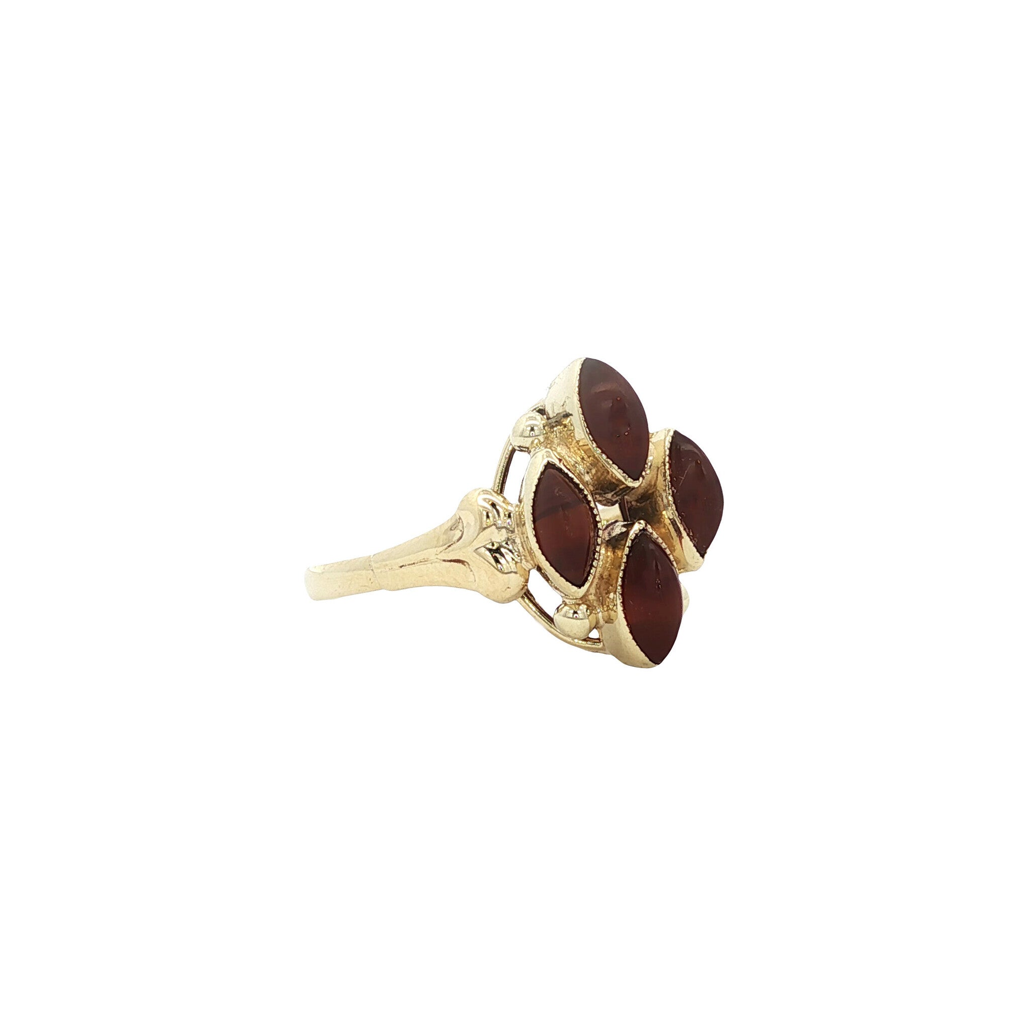 Gouden vintage ring met streepagaat 14 kt