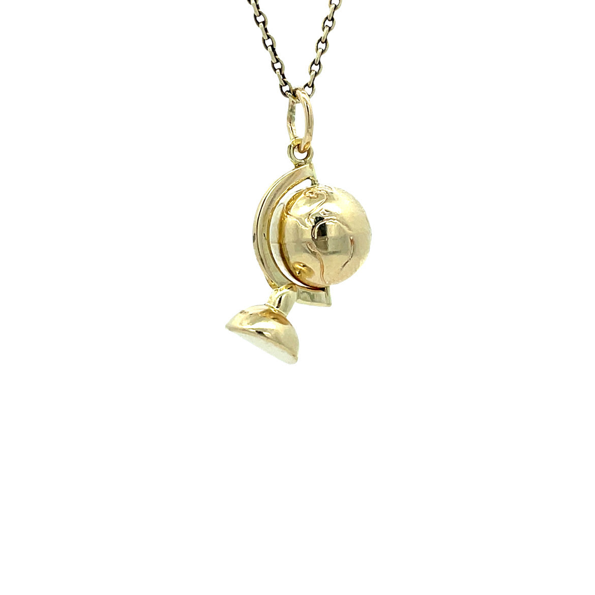 Gouden vintage wereldbol hanger 14 kt