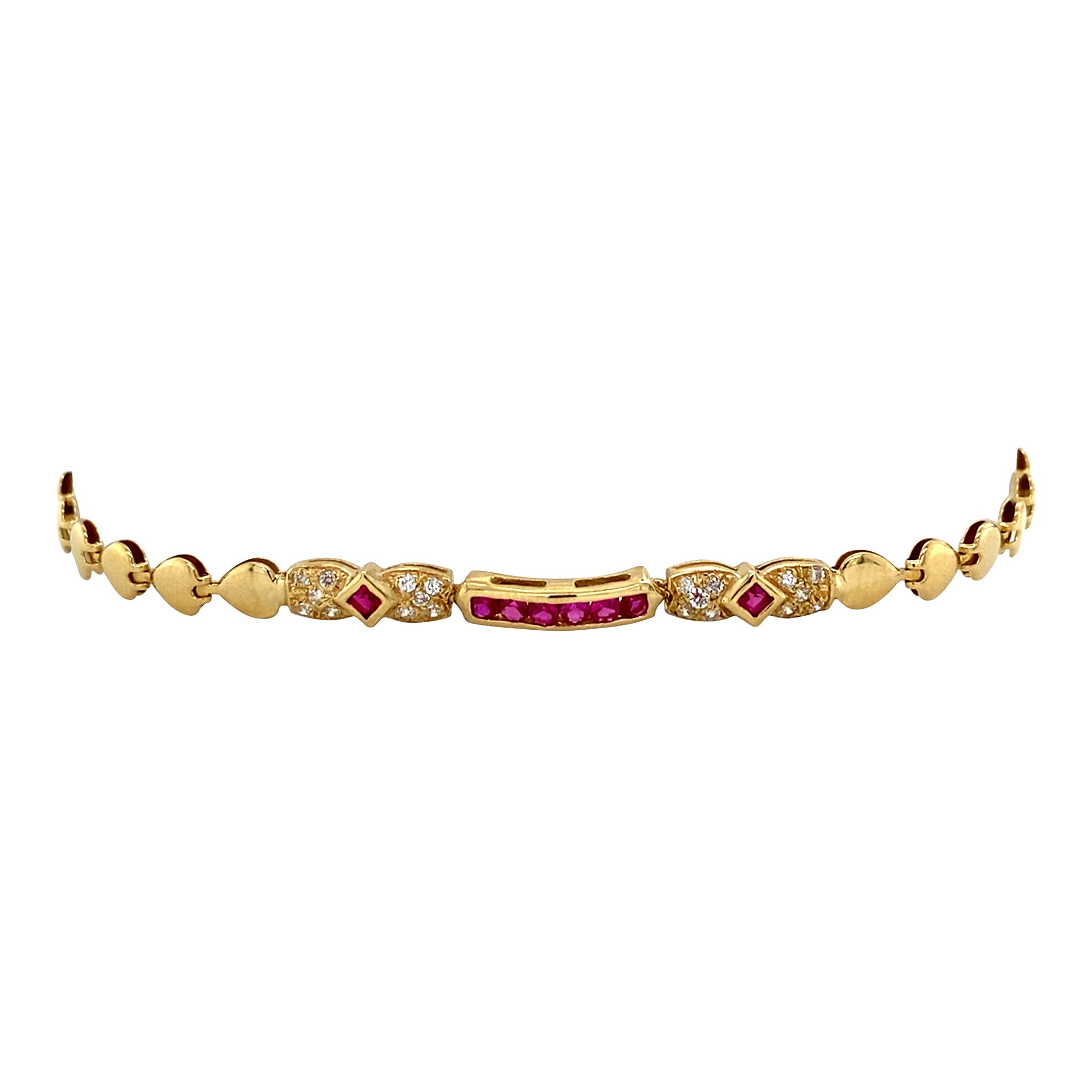 Gouden vintage armband met kleursteen en zirkonia 18 krt
