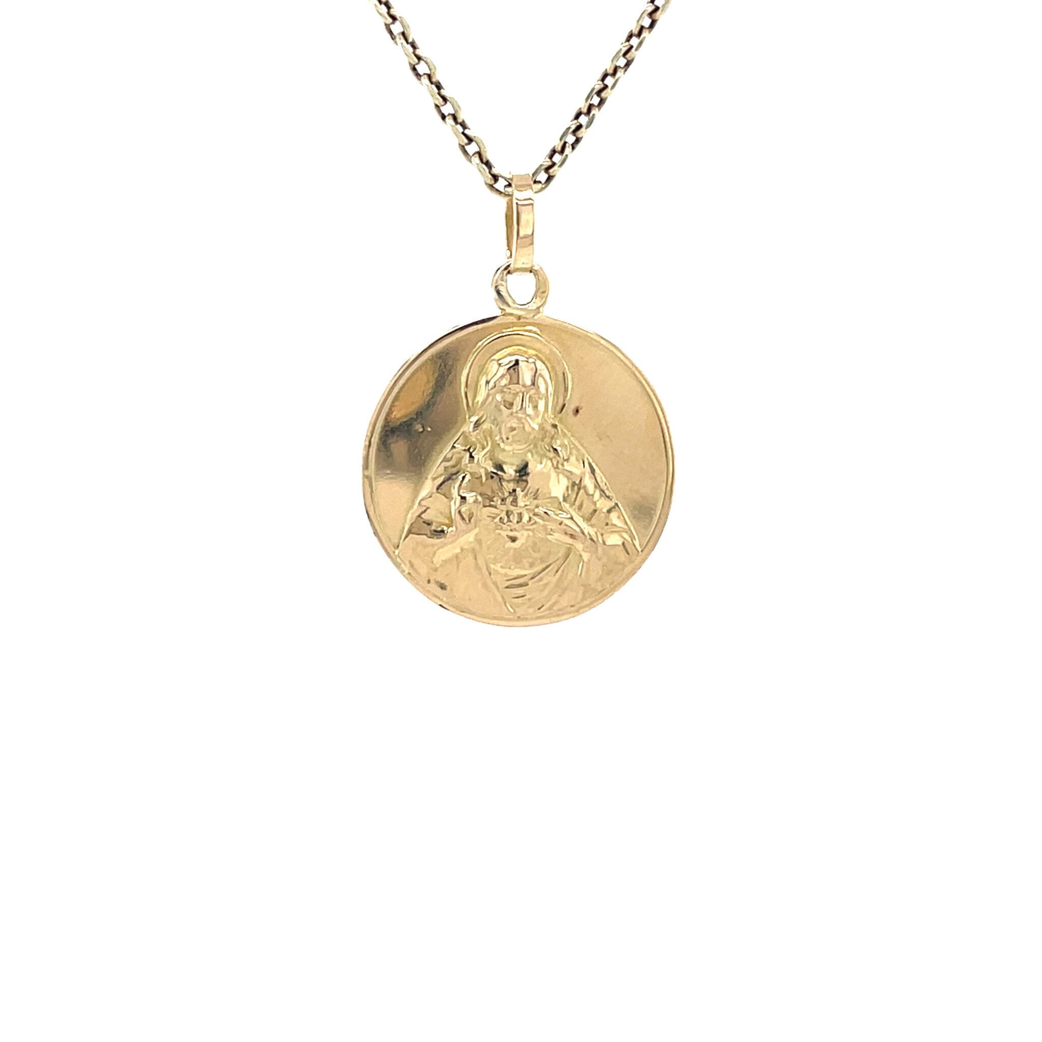 Vintage gold pendant depicting Joseph, Mary and Jesus, 14 kt