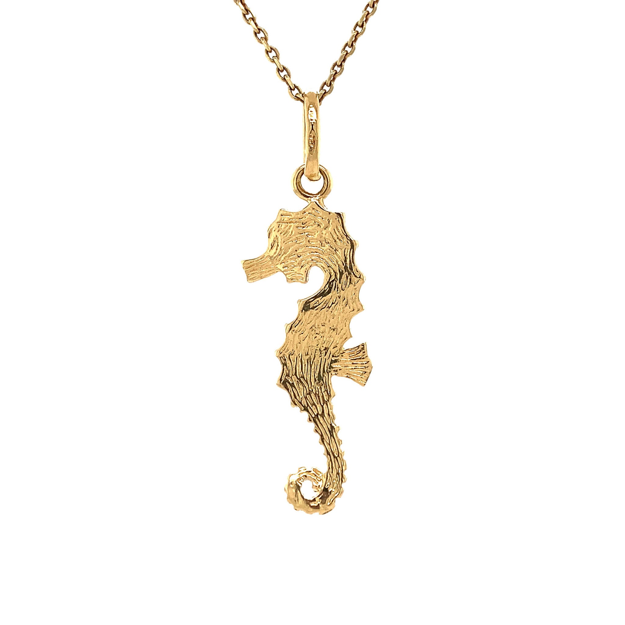 Gouden zeepaard hanger emaille 18 krt